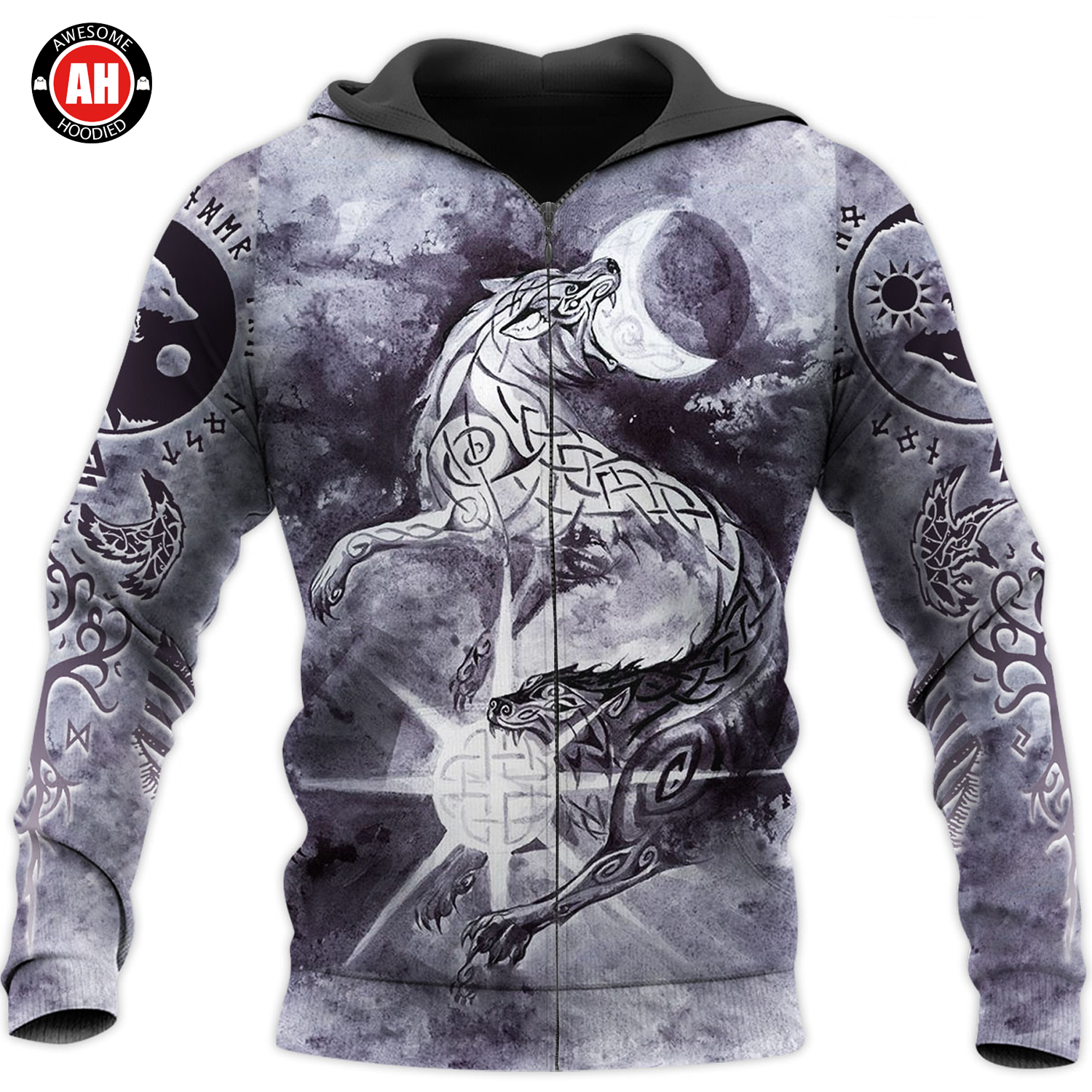 Awesome Hoodie 3D All Over Print Skalli And Hati - Hoodie, T-Shirt, Zip Hoodies, Sweatshirt ND395