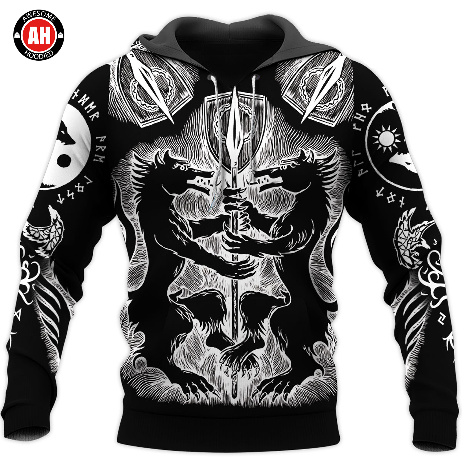 Awesome Hoodie 3D All Over Print Geri and Freki - Hoodie, T-Shirt, Zip Hoodies, Sweatshirt ND399