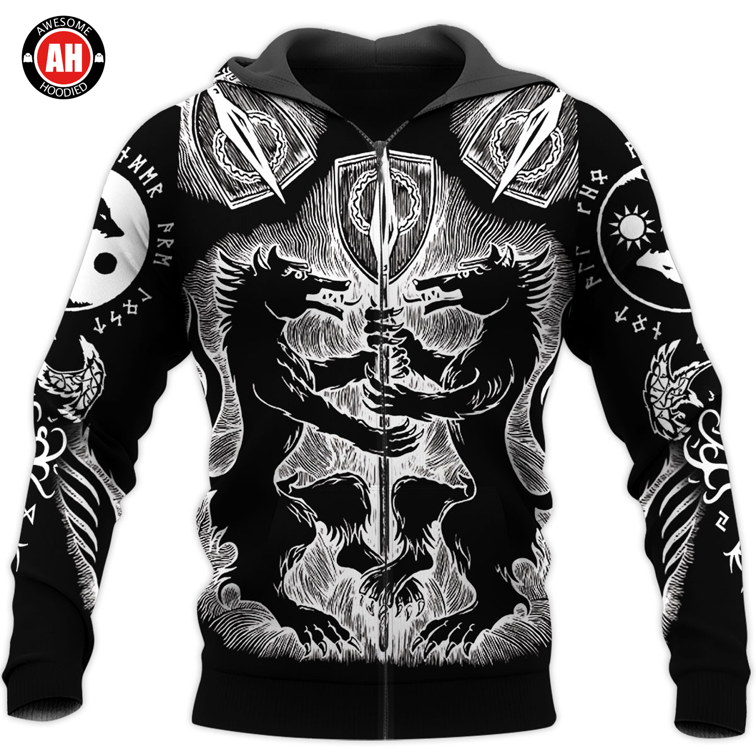 Awesome Hoodie 3D All Over Print Geri and Freki - Hoodie, T-Shirt, Zip Hoodies, Sweatshirt ND399