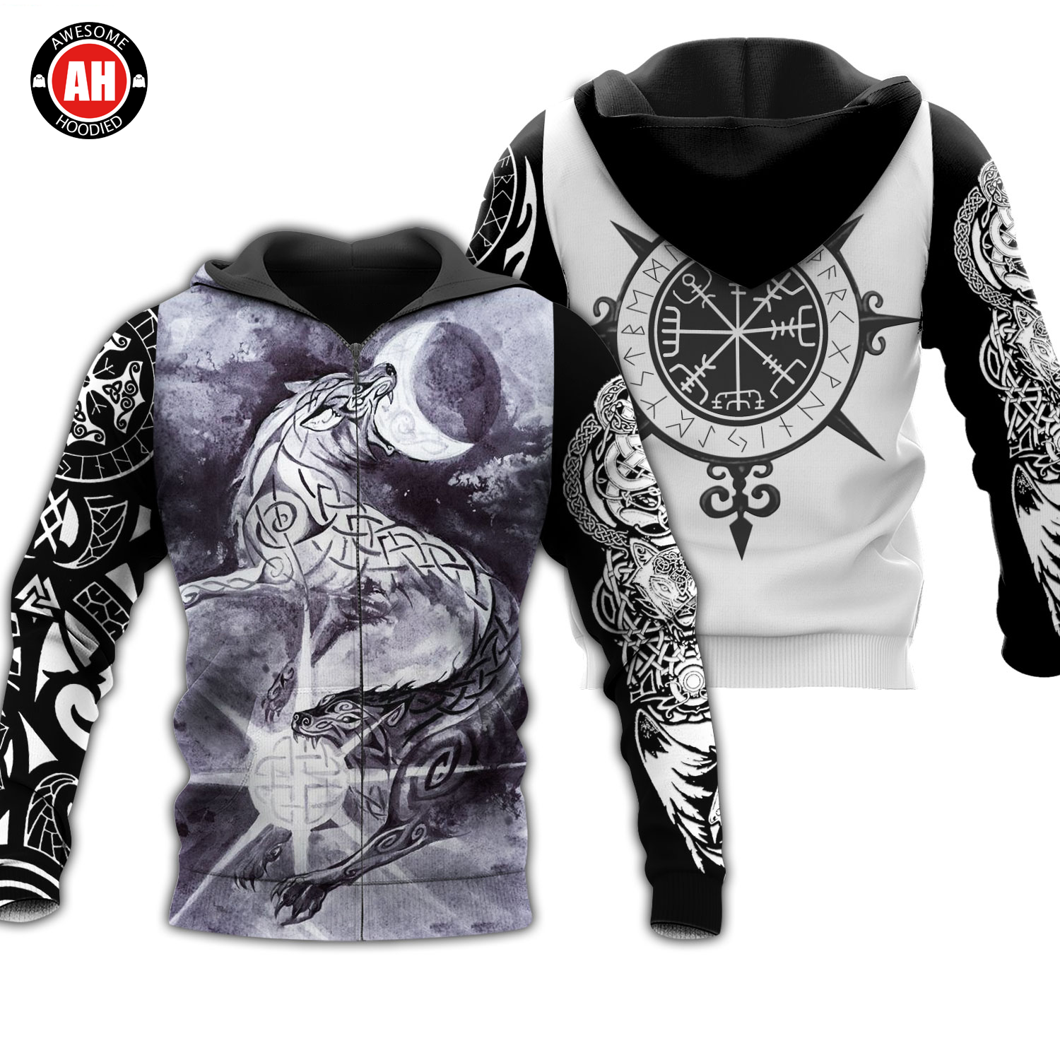 Awesome Hoodie 3D All Over Print Skalli And Hati - Hoodie, T-Shirt, Zip Hoodies, Sweatshirt ND401