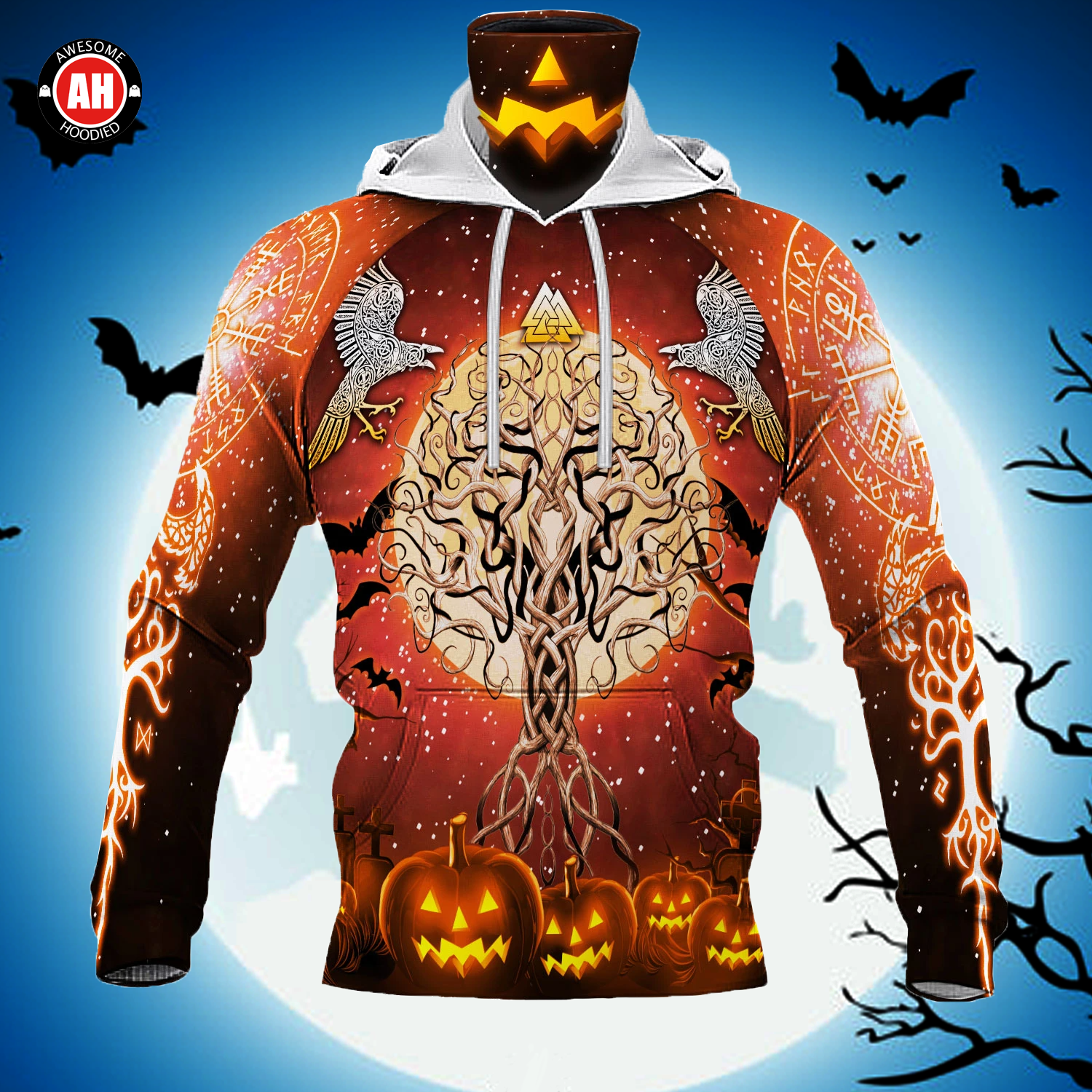 Awesome Hoodie 3D All Over Print Viking Halloween - Hoodie & Zip Hoodies With Gaiter ND406