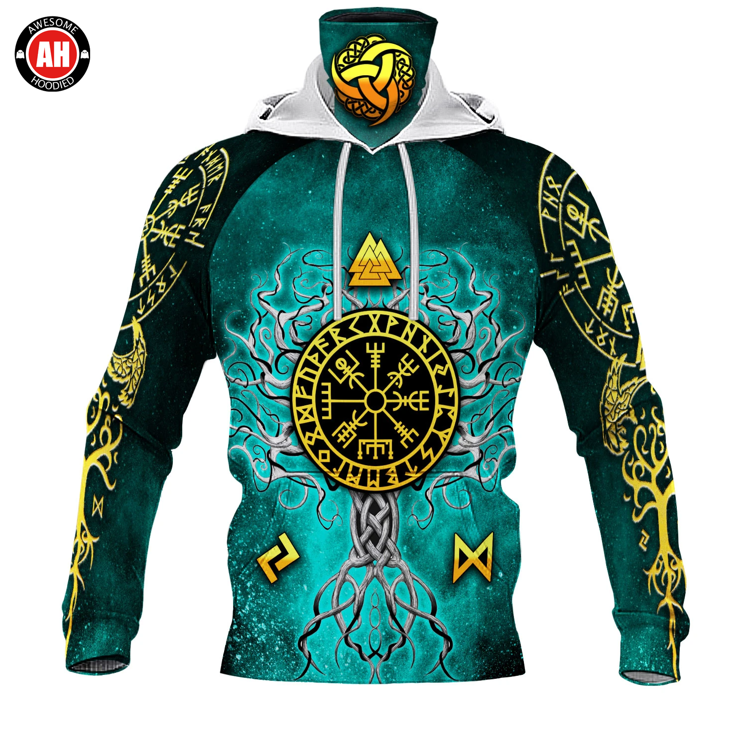 Awesome Hoodie 3D All Over Print Viking Tree - Hoodie & Zip Hoodies With Gaiter ND408