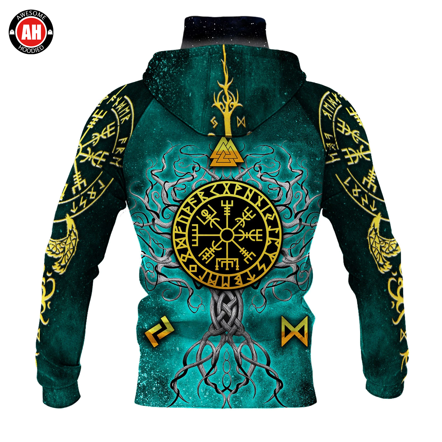 Awesome Hoodie 3D All Over Print Viking Tree - Hoodie & Zip Hoodies With Gaiter ND408