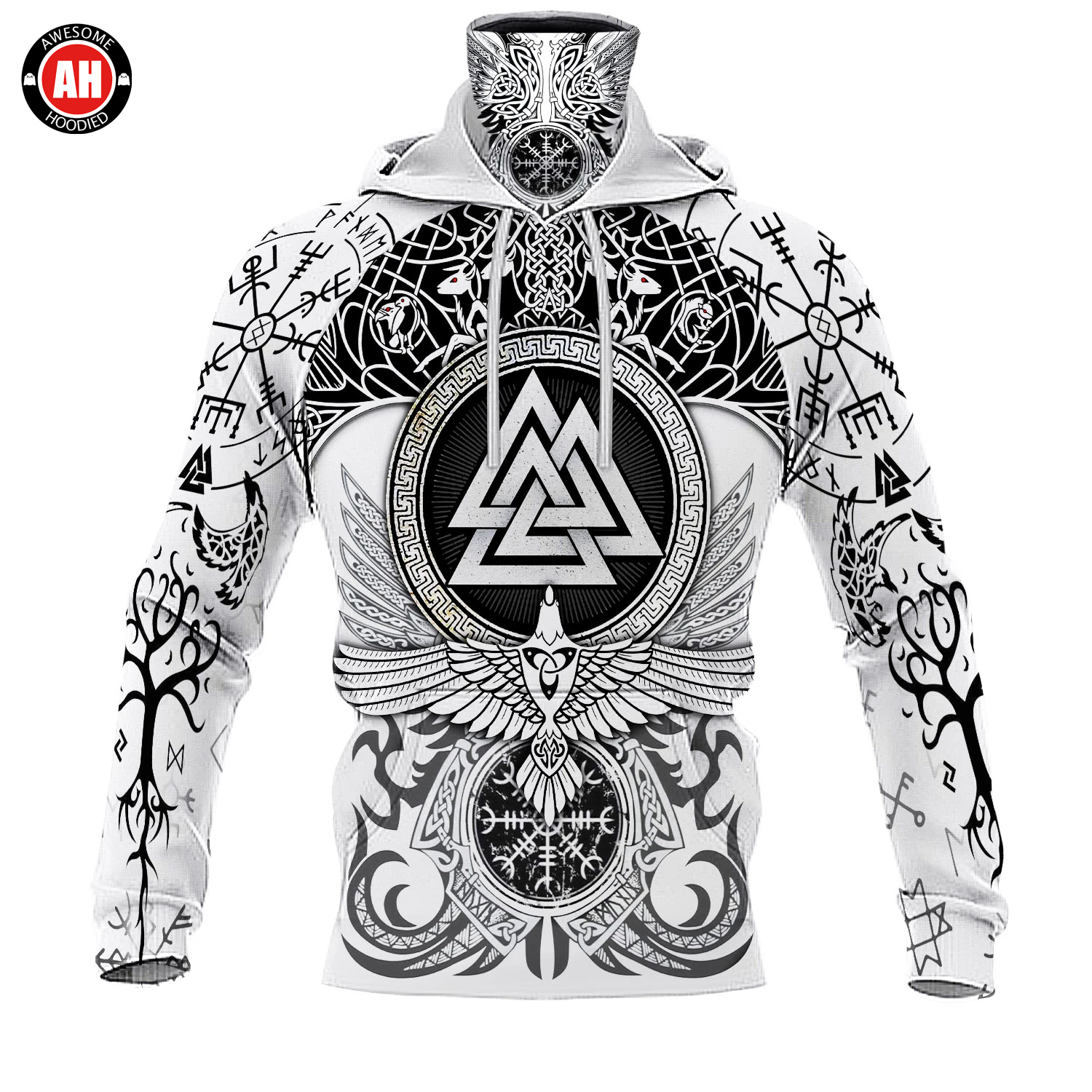 Awesome Hoodie 3D All Over Print Viking Tattoos - Hoodie & Zip Hoodies With Gaiter ND409