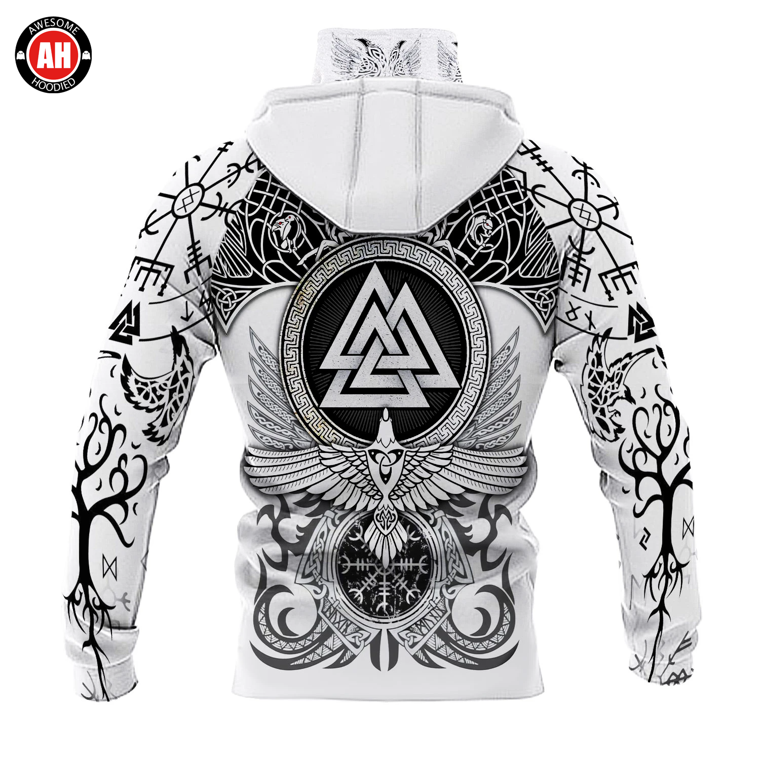Awesome Hoodie 3D All Over Print Viking Tattoos - Hoodie & Zip Hoodies With Gaiter ND409