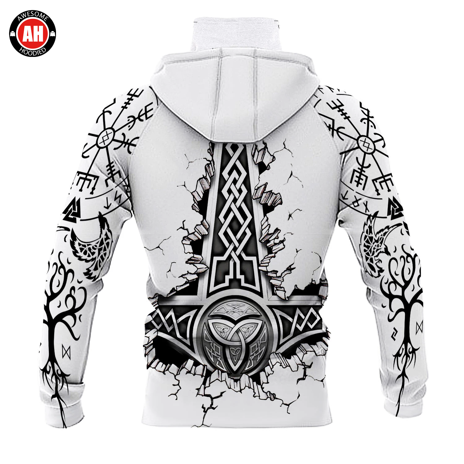 Awesome Hoodie 3D All Over Print Viking Tattoos - Hoodie & Zip Hoodies With Gaiter ND410