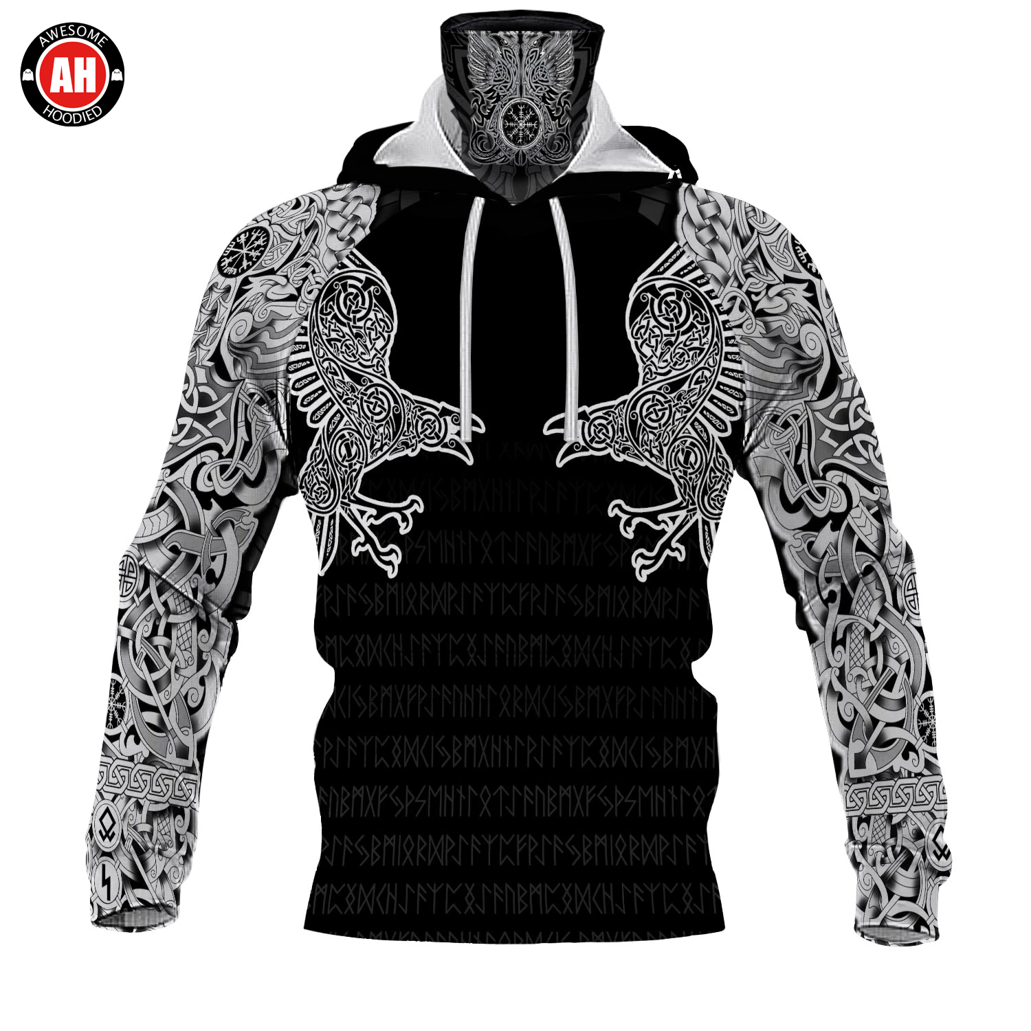Awesome Hoodie 3D All Over Print Viking Raven - Hoodie & Zip Hoodies With Gaiter ND411