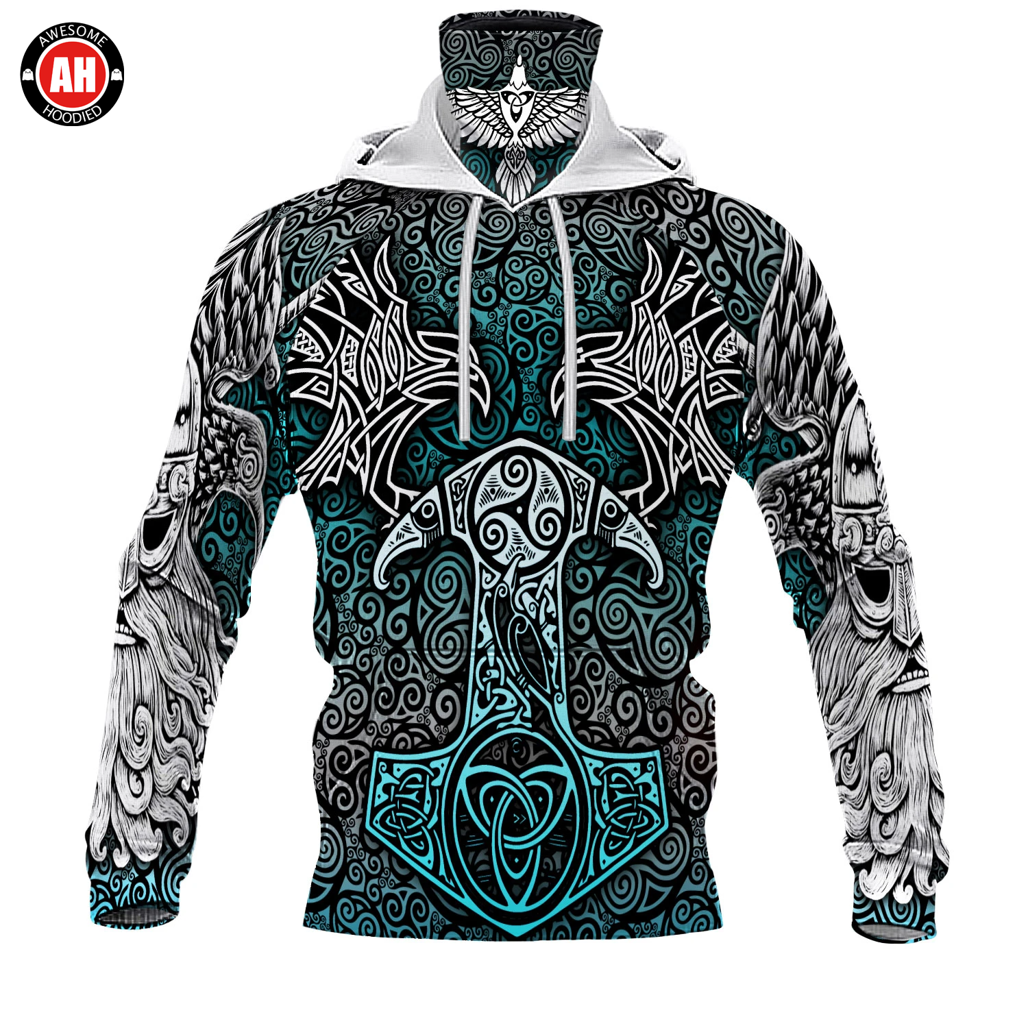 Awesome Hoodie 3D All Over Print Viking Raven - Hoodie & Zip Hoodies With Gaiter ND412