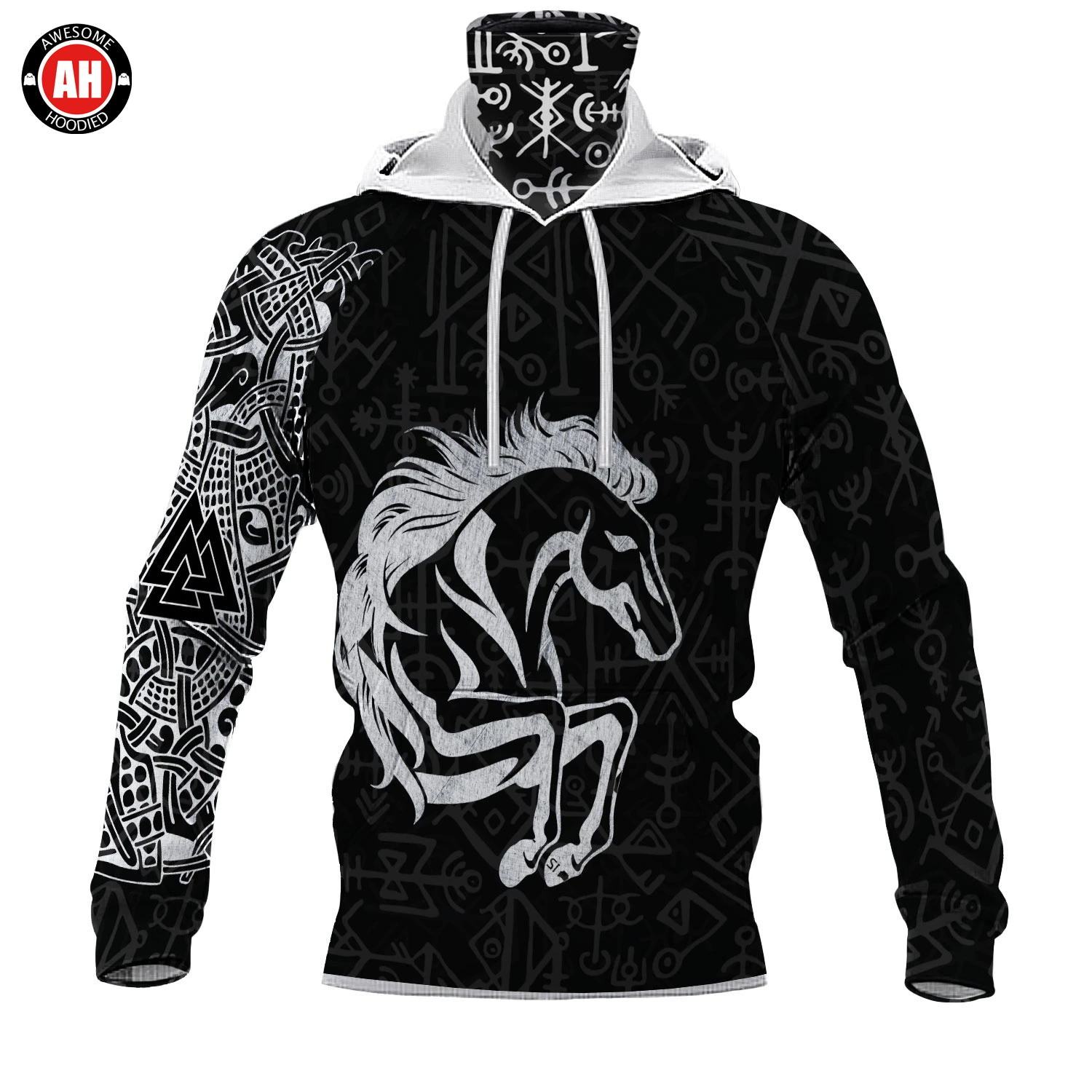 Awesome Hoodie 3D All Over Print Viking Horse - Hoodie & Zip Hoodies With Gaiter ND413