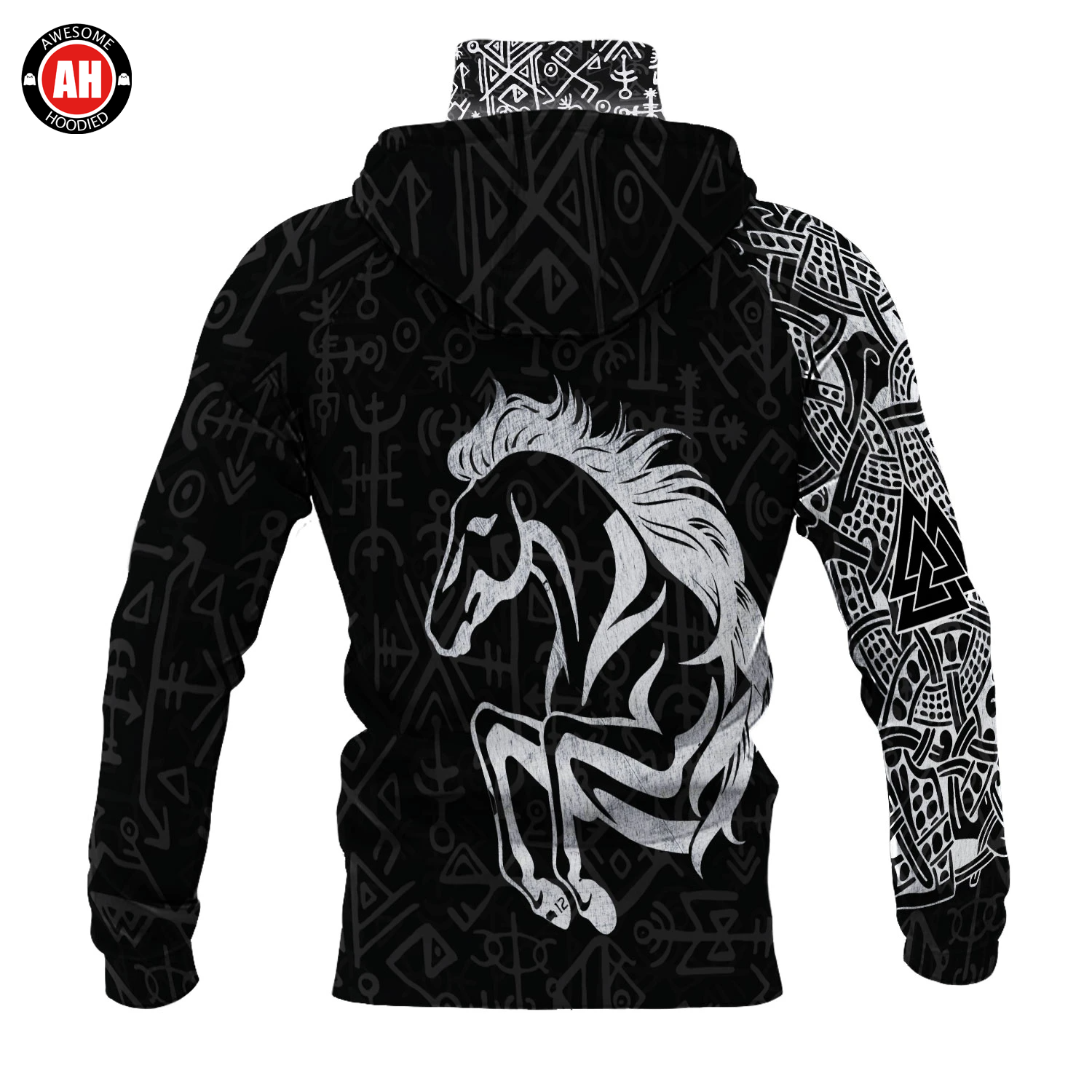 Awesome Hoodie 3D All Over Print Viking Horse - Hoodie & Zip Hoodies With Gaiter ND413