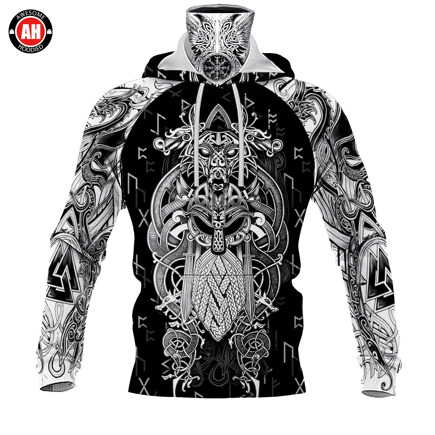 Awesome Hoodie 3D All Over Print Viking Odin - Hoodie & Zip Hoodies With Gaiter ND414