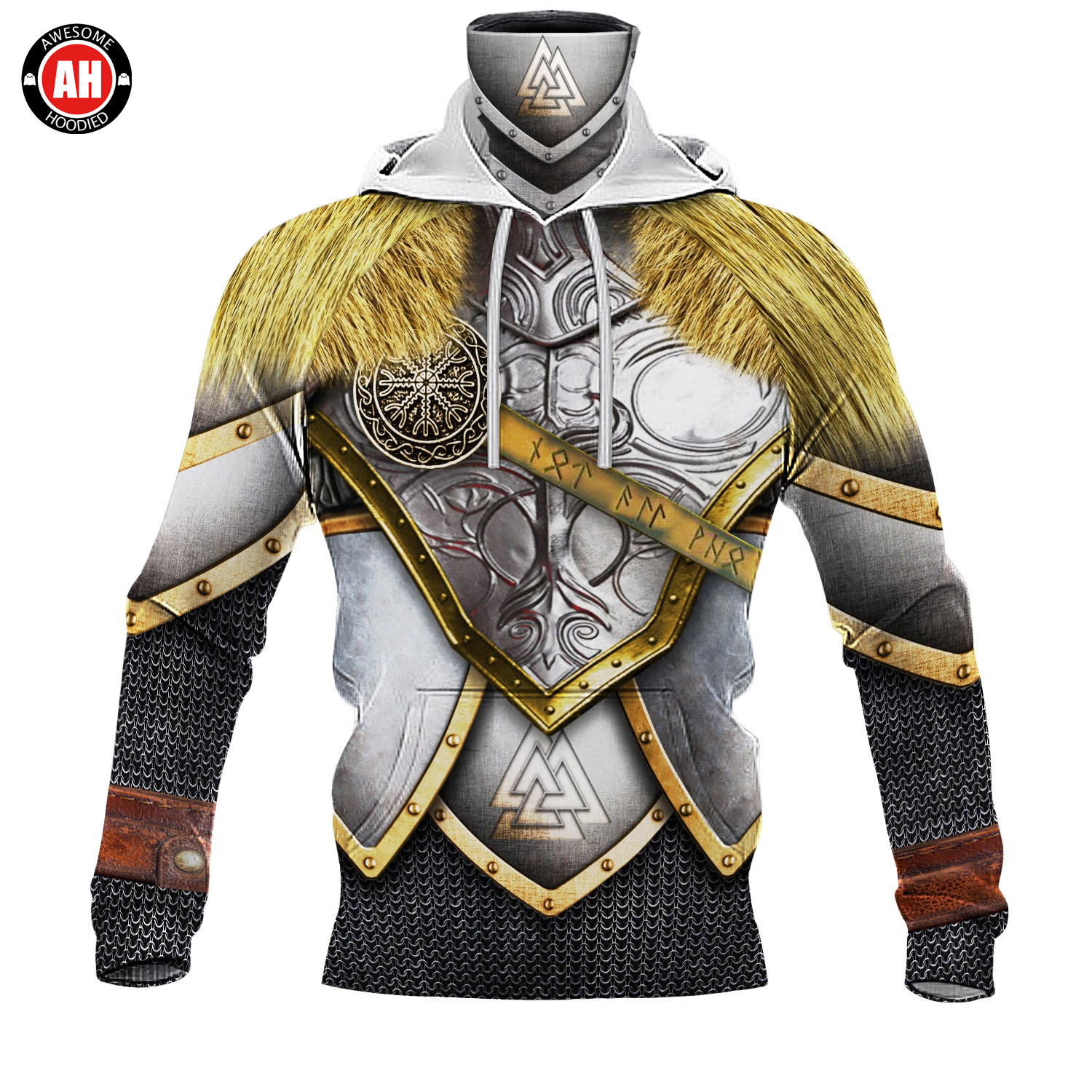 Awesome Hoodie 3D All Over Print Viking Armor - Hoodie & Zip Hoodies With Gaiter ND415