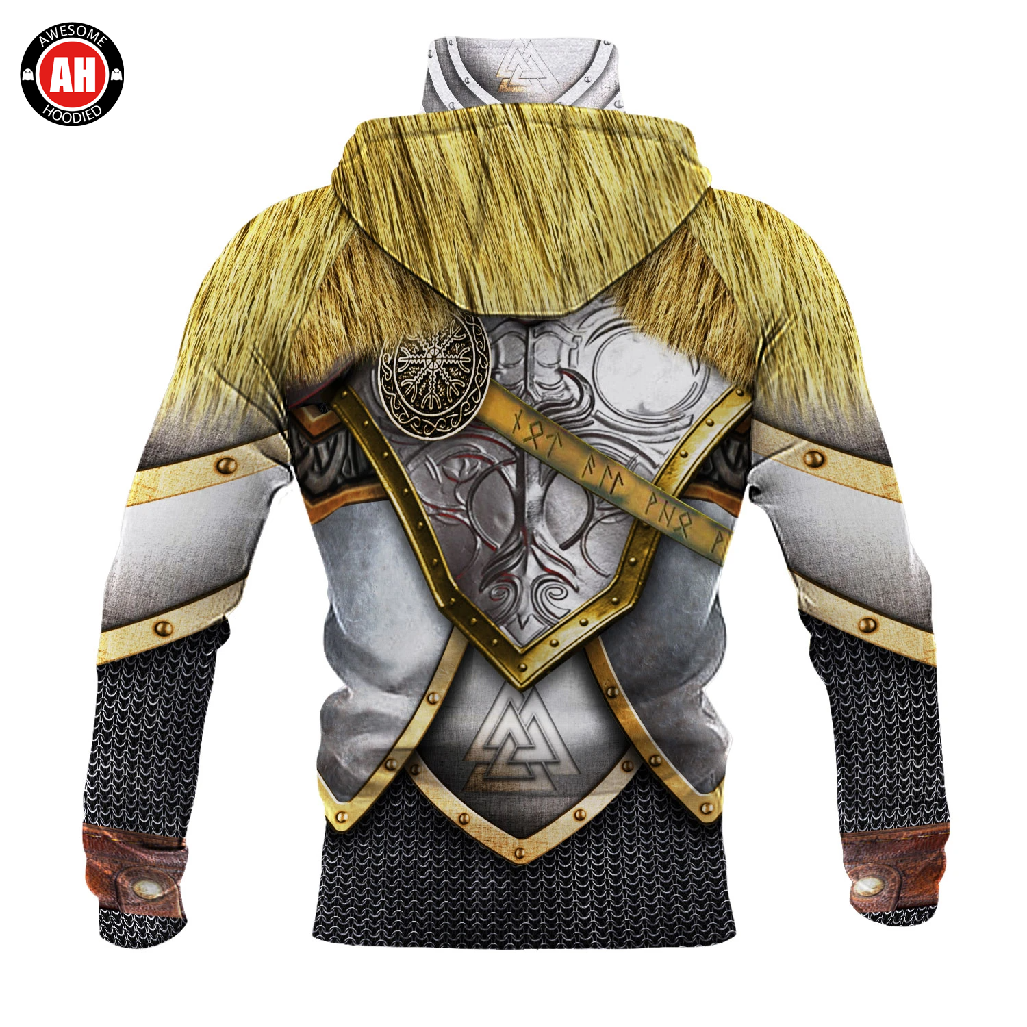 Awesome Hoodie 3D All Over Print Viking Armor - Hoodie & Zip Hoodies With Gaiter ND415