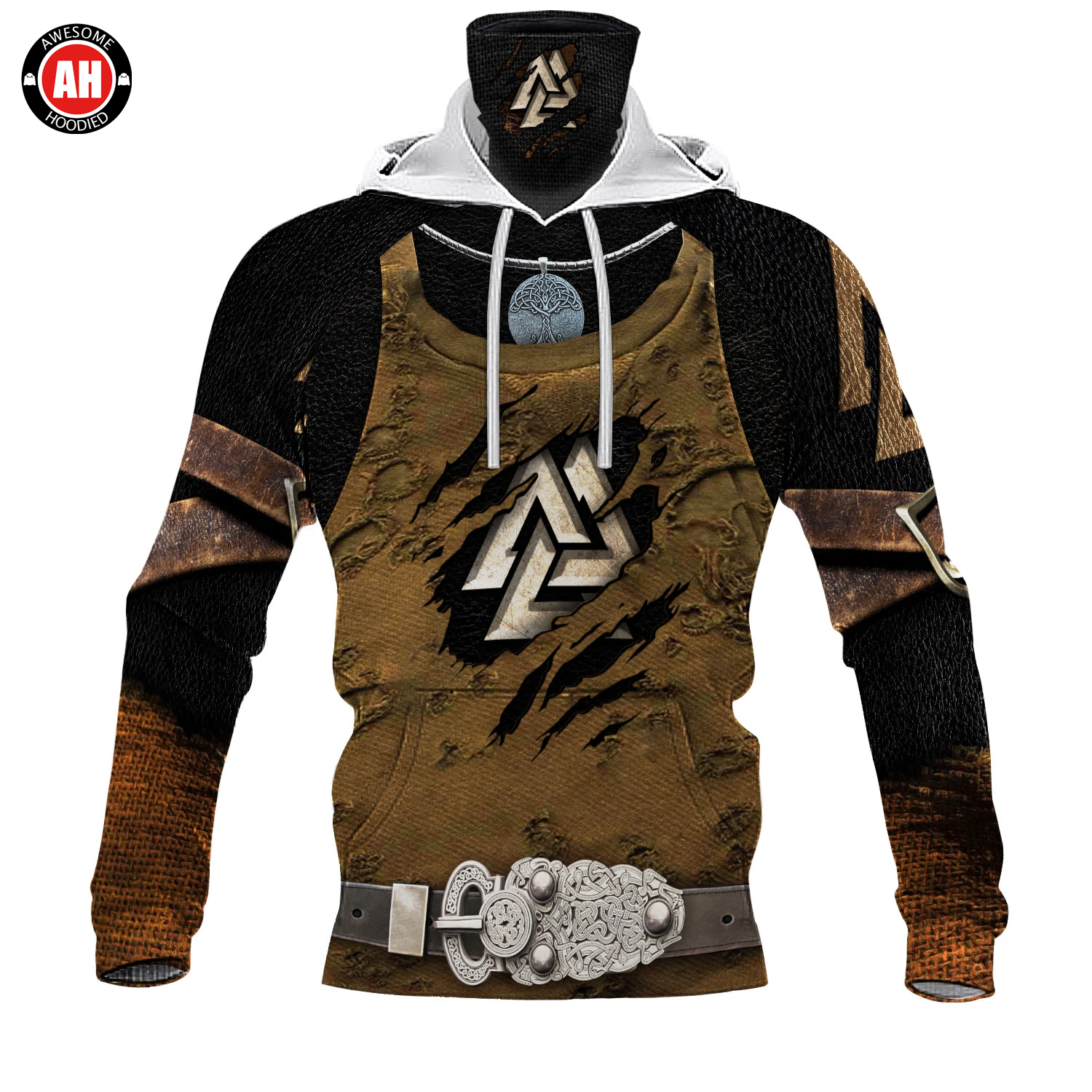 Awesome Hoodie 3D All Over Print Viking Armor - Hoodie & Zip Hoodies With Gaiter ND417