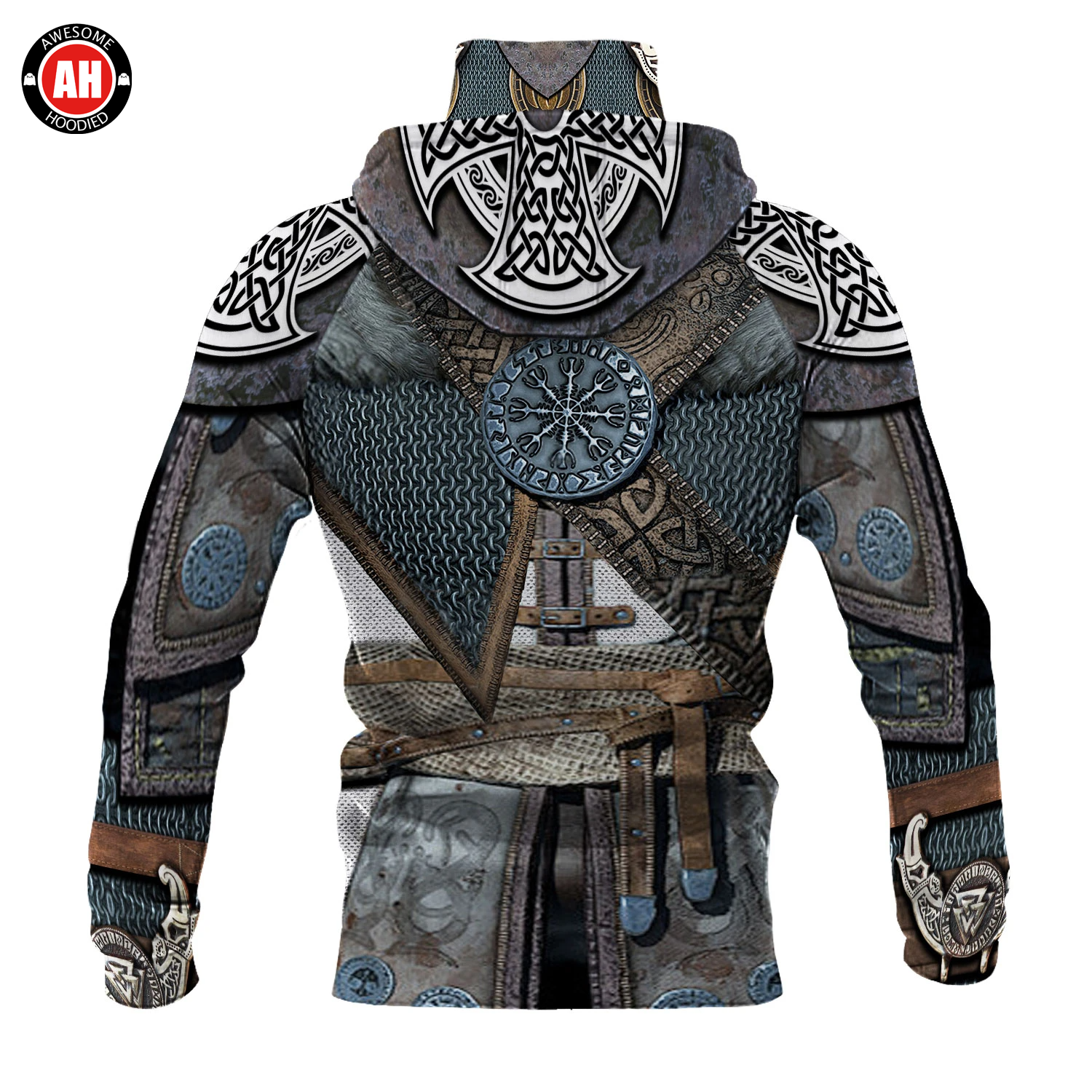 Awesome Hoodie 3D All Over Print Viking Armor - Hoodie & Zip Hoodies With Gaiter ND418