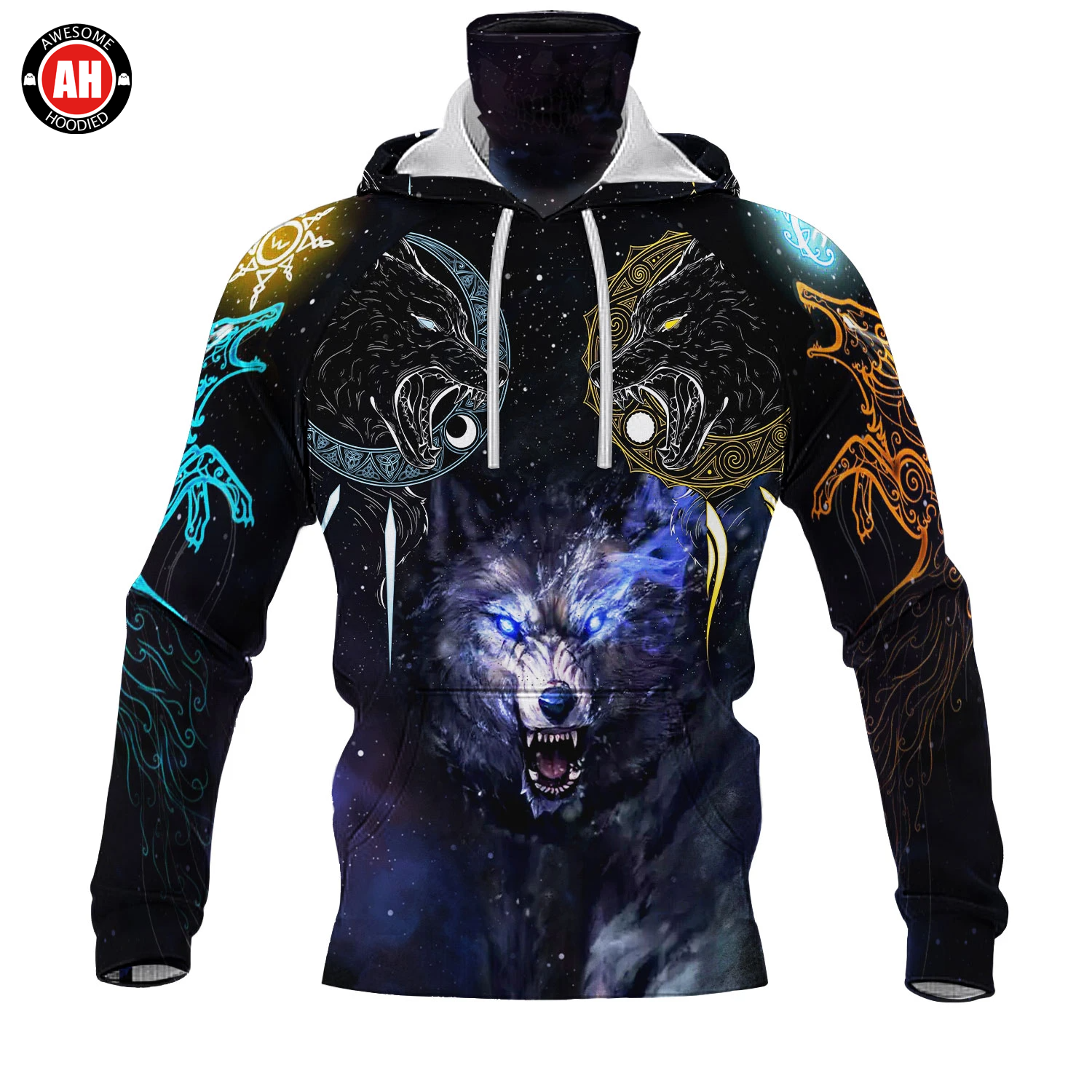 Awesome Hoodie 3D All Over Print Viking Wolf - Hoodie & Zip Hoodies With Gaiter ND420