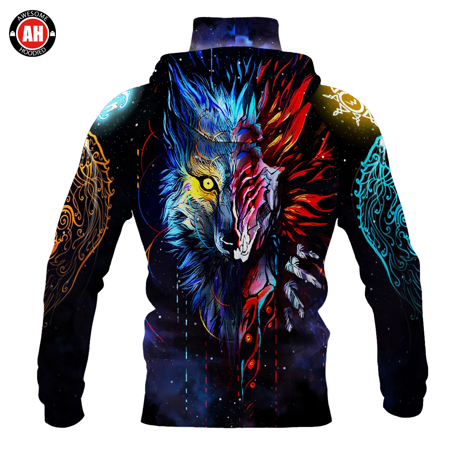 Awesome Hoodie 3D All Over Print Viking Wolf - Hoodie & Zip Hoodies With Gaiter ND420