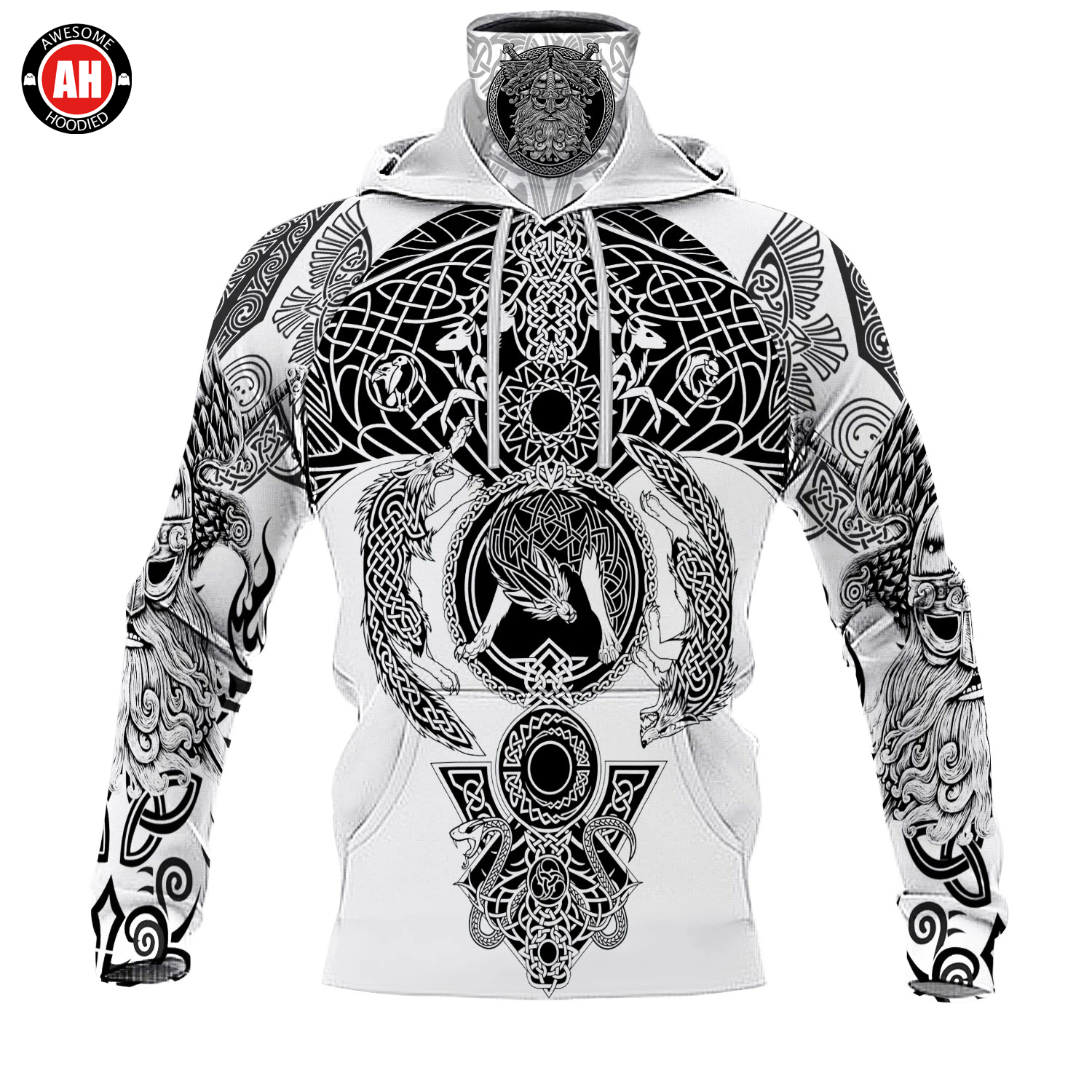Awesome Hoodie 3D All Over Print Viking Wolf - Hoodie & Zip Hoodies With Gaiter ND421
