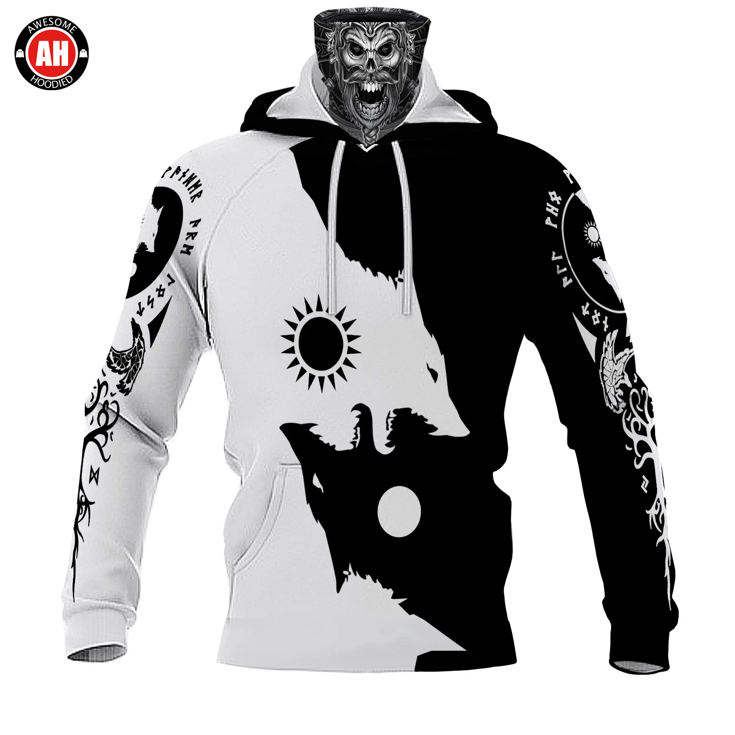 Awesome Hoodie 3D All Over Print Viking Wolf - Hoodie & Zip Hoodies With Gaiter ND422