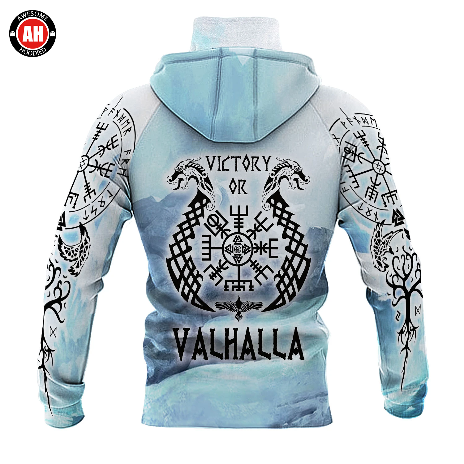 Awesome Hoodie 3D All Over Print Viking Skull Raven - Hoodie & Zip Hoodies With Gaiter ND424
