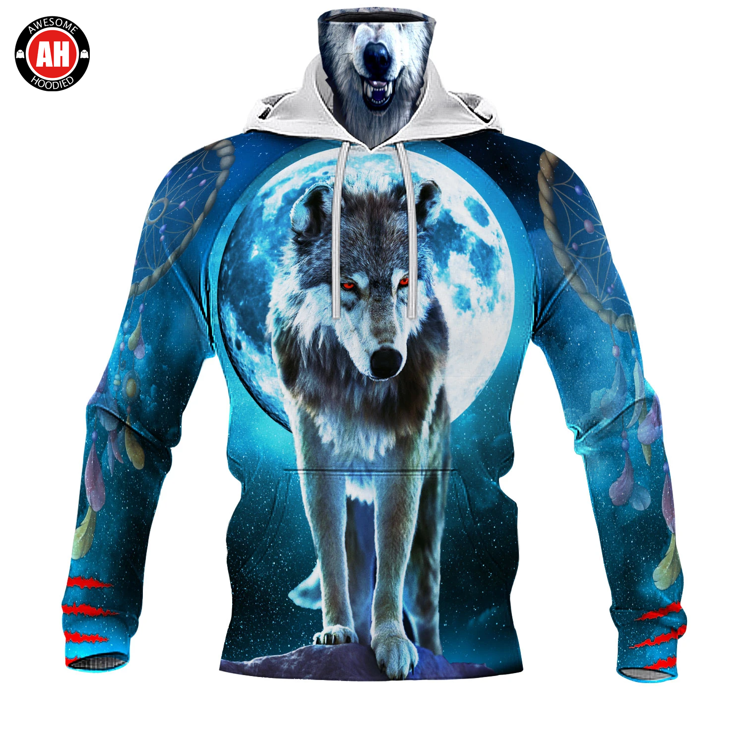 Awesome Hoodie 3D All Over Print Native Wolf - Hoodie & Zip Hoodies With Gaiter ND426