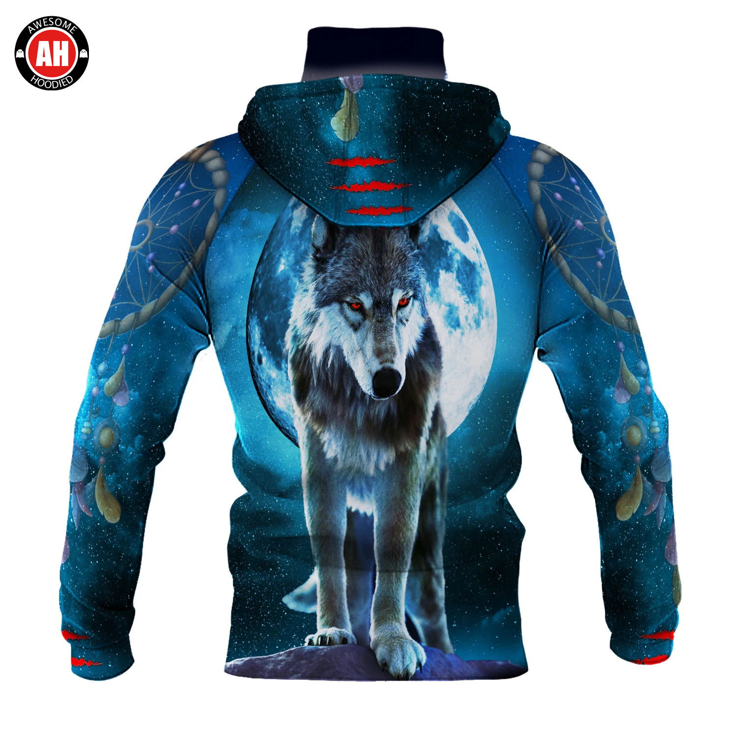 Awesome Hoodie 3D All Over Print Native Wolf - Hoodie & Zip Hoodies With Gaiter ND426