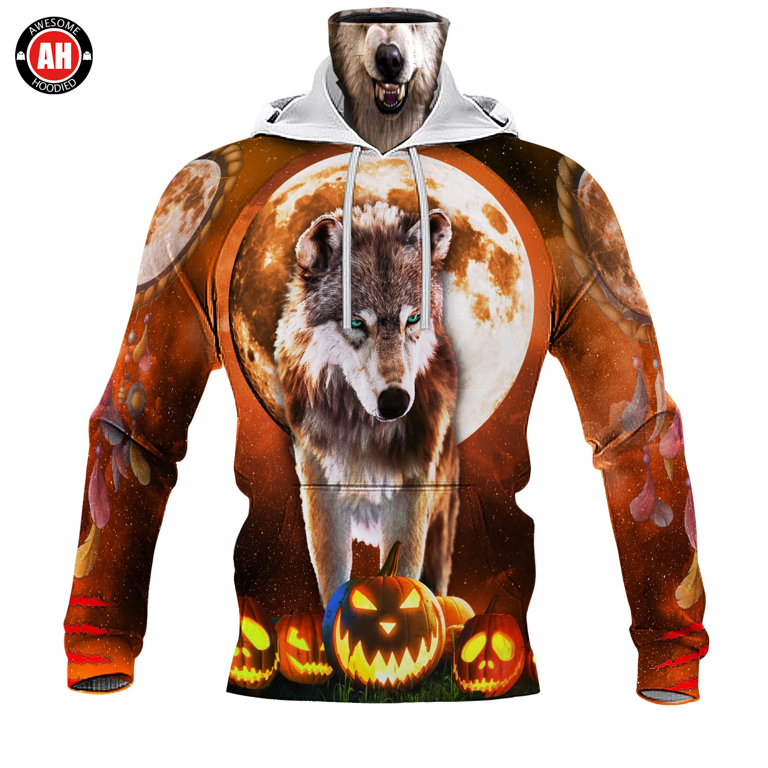 Awesome Hoodie 3D All Over Print Halloween Wolf - Hoodie & Zip Hoodies With Gaiter ND427