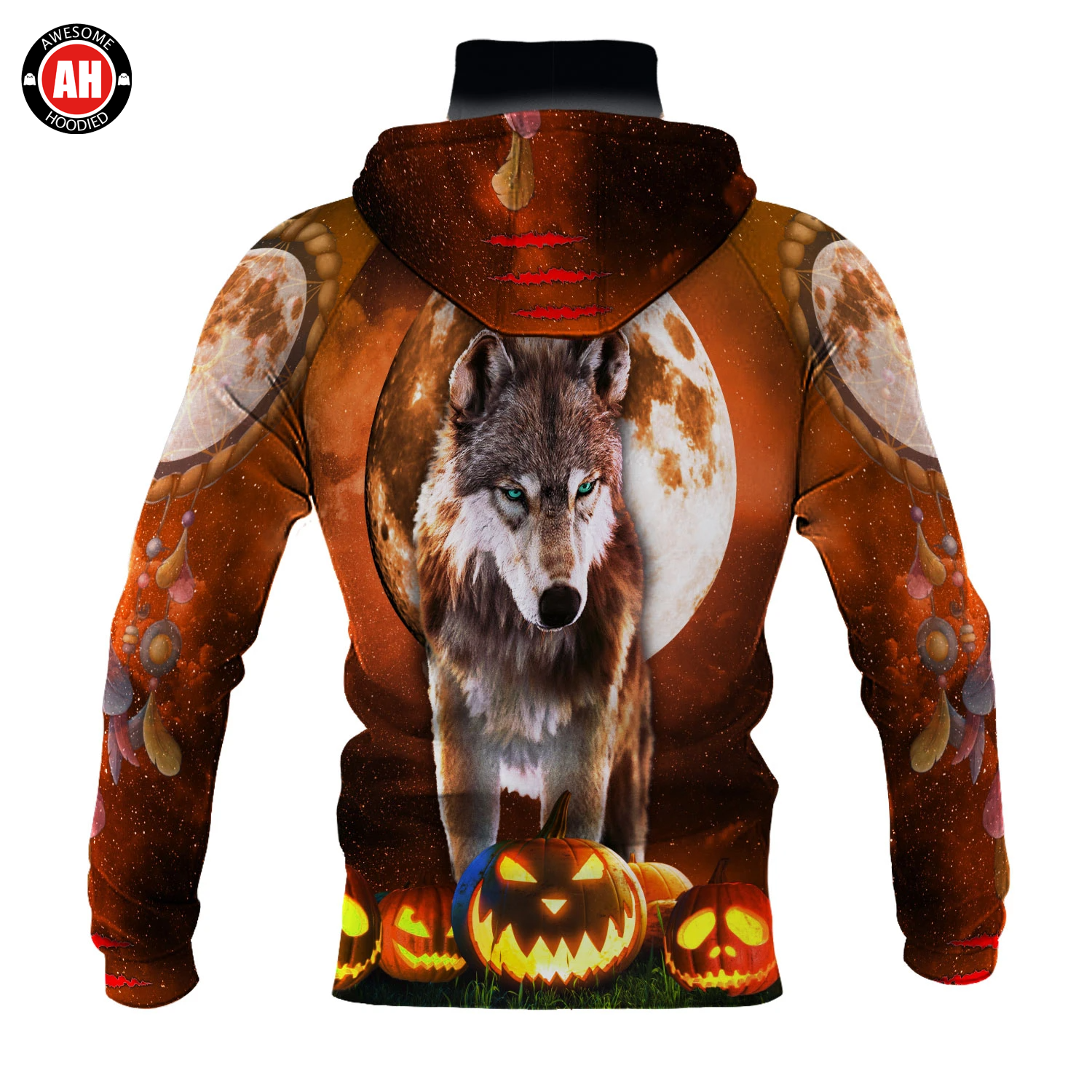 Awesome Hoodie 3D All Over Print Halloween Wolf - Hoodie & Zip Hoodies With Gaiter ND427