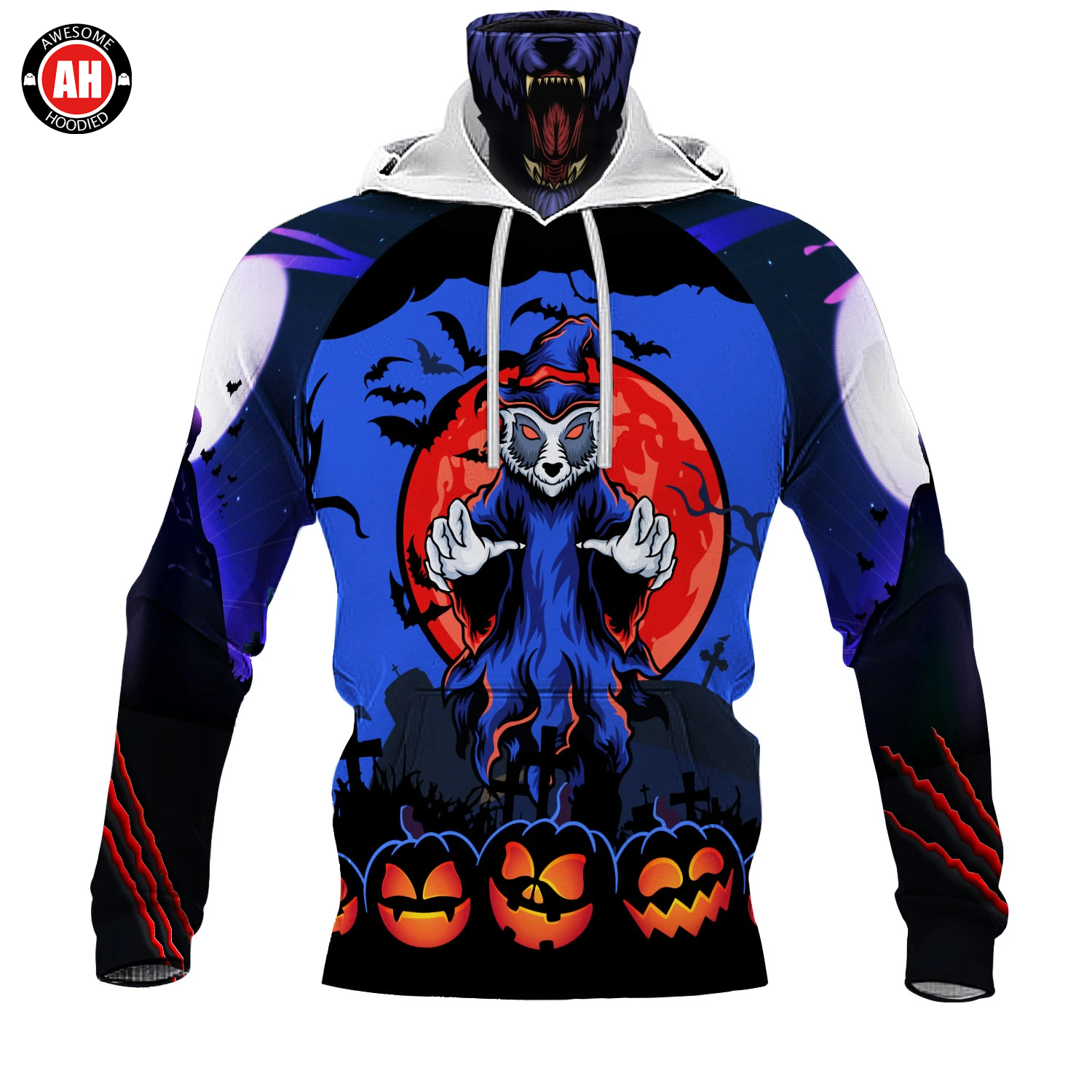 Awesome Hoodie 3D All Over Print Halloween Witch Wolf - Hoodie & Zip Hoodies With Gaiter ND428