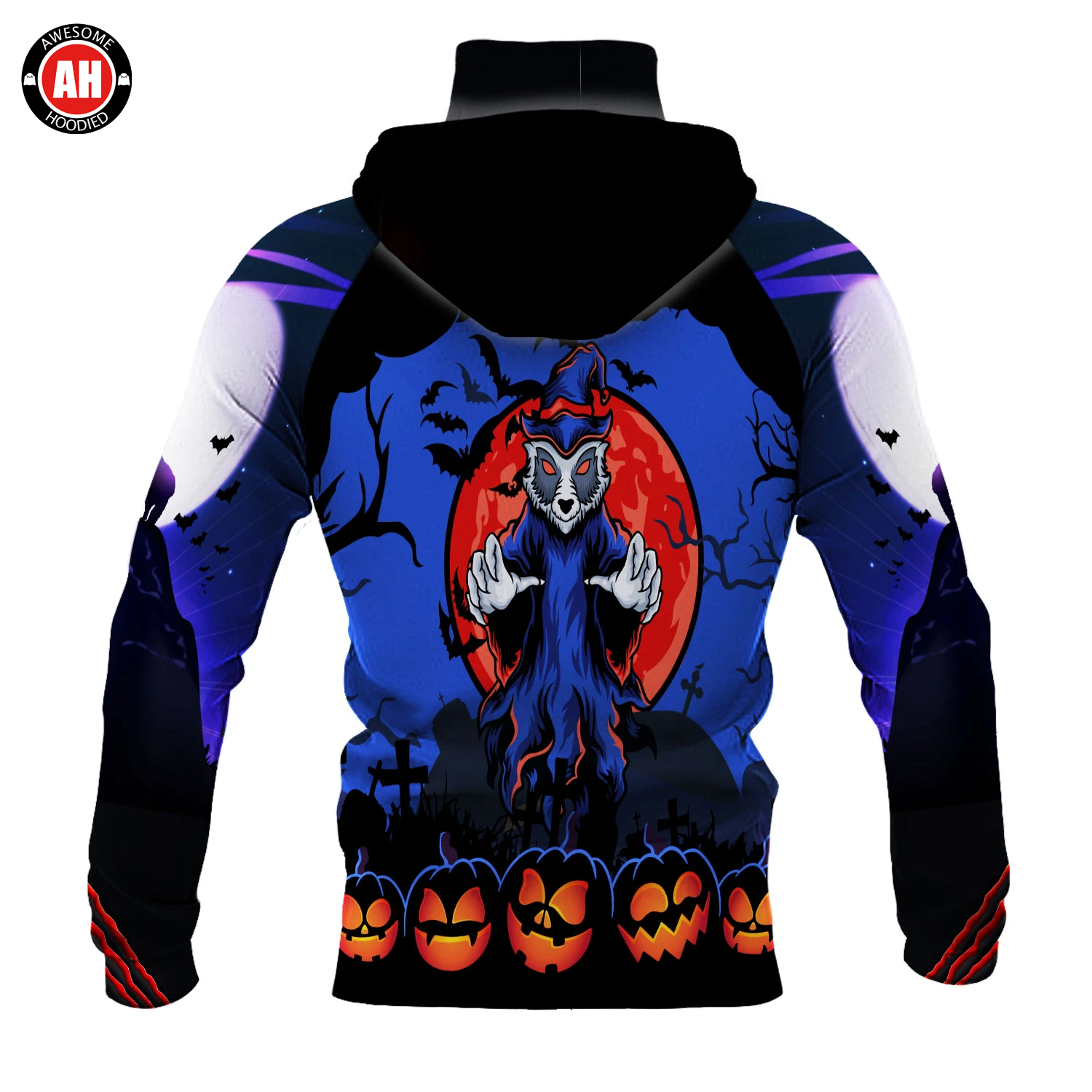 Awesome Hoodie 3D All Over Print Halloween Witch Wolf - Hoodie & Zip Hoodies With Gaiter ND428