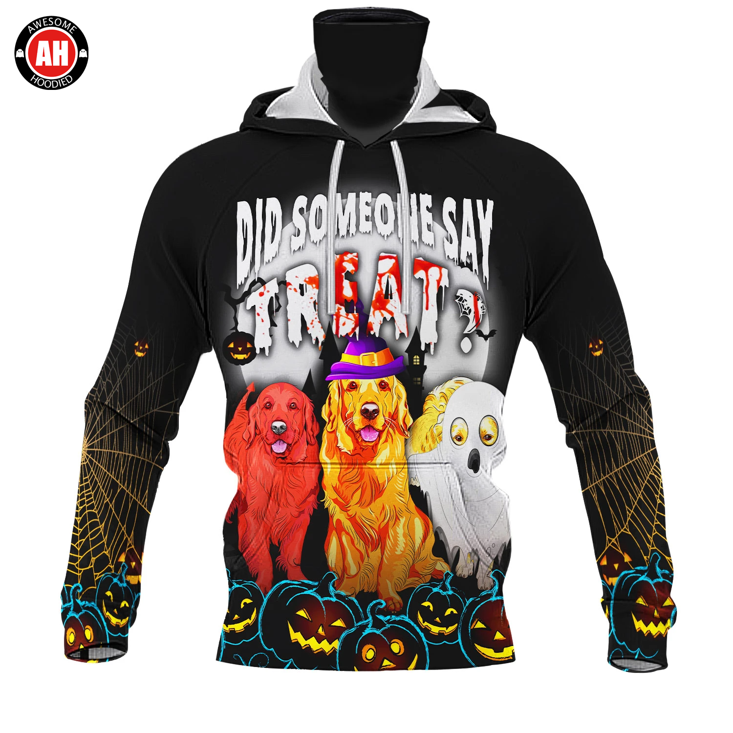 Awesome Hoodie 3D All Over Print Halloween Golden Retriever - Hoodie & Zip Hoodies With Gaiter ND430