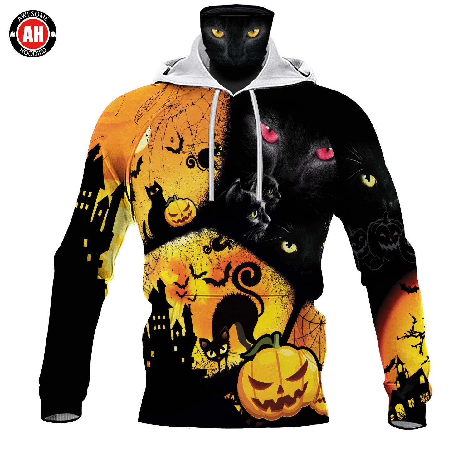 Awesome Hoodie 3D All Over Print Halloween Cat - Hoodie & Zip Hoodies With Gaiter ND431