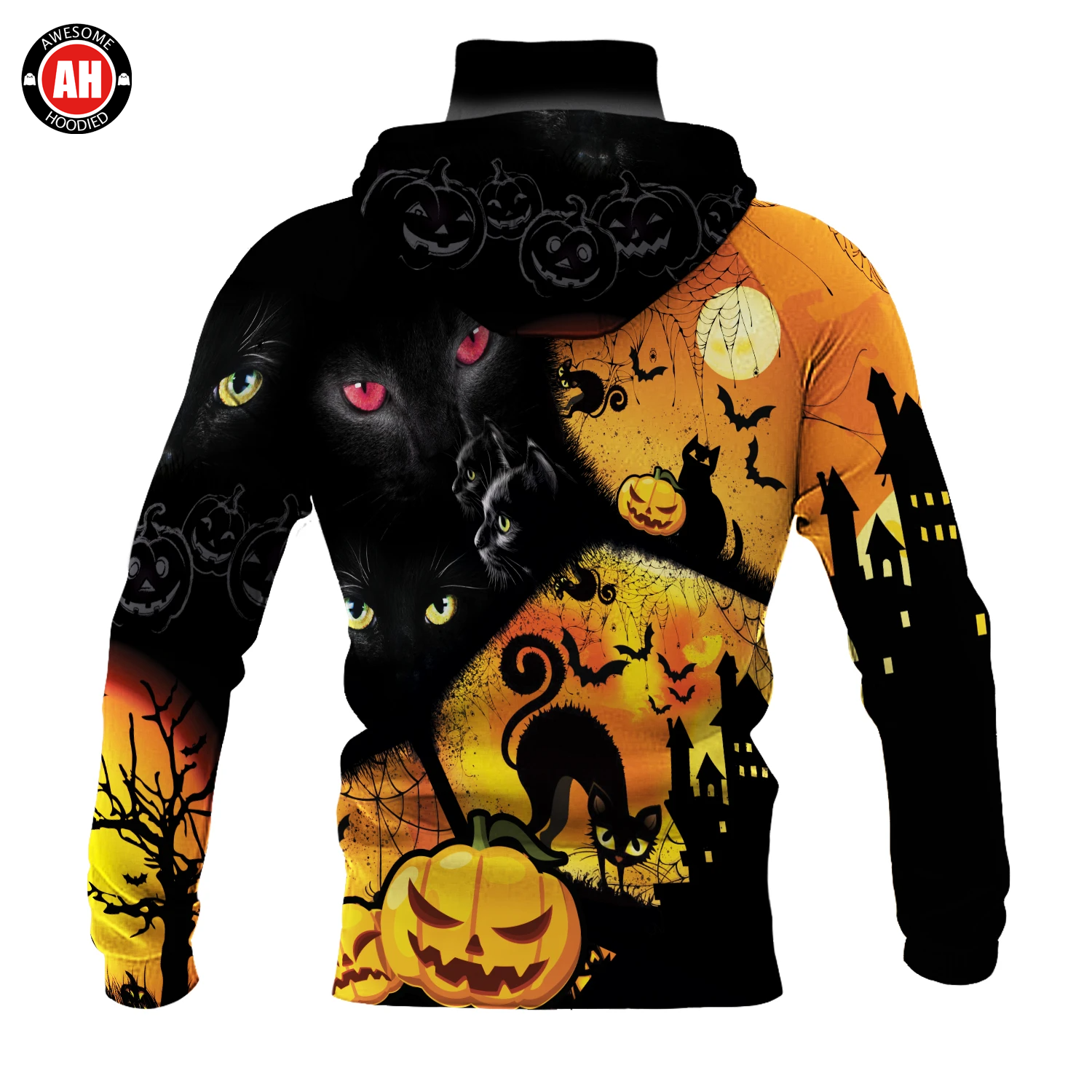 Awesome Hoodie 3D All Over Print Halloween Cat - Hoodie & Zip Hoodies With Gaiter ND431
