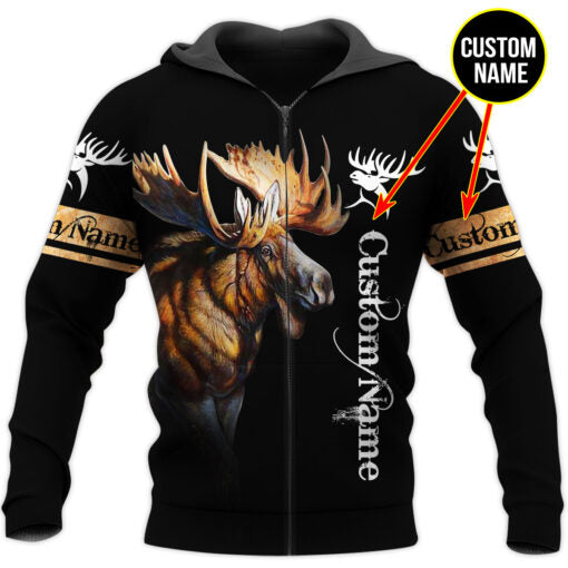 Awesome Hoodie 3D All Over Print Moose Hunter Custom Name - Hoodie, T-Shirt, Zip Hoodies, Sweatshirt ND488