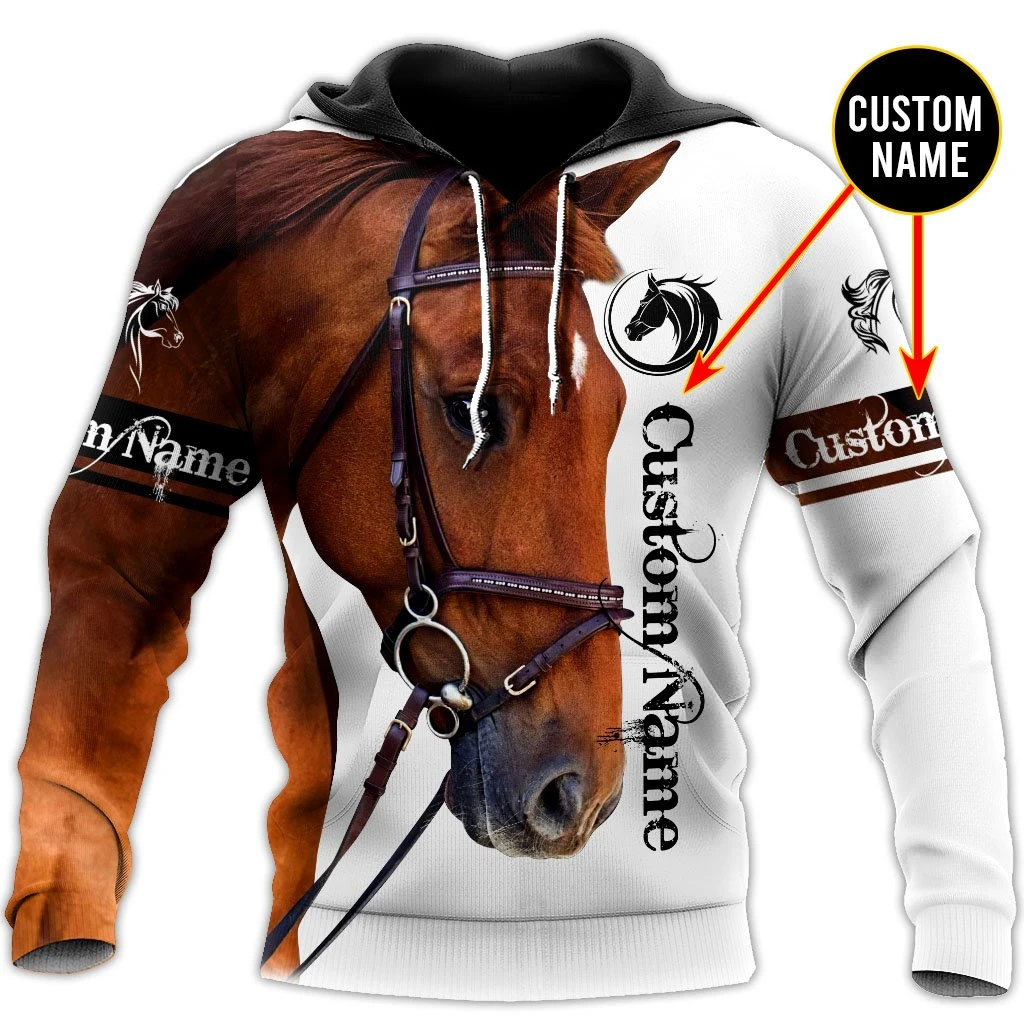 Awesome Hoodie 3D All Over Print Love Horse Custom Name - Hoodie, T-Shirt, Zip Hoodies, Sweatshirt ND497