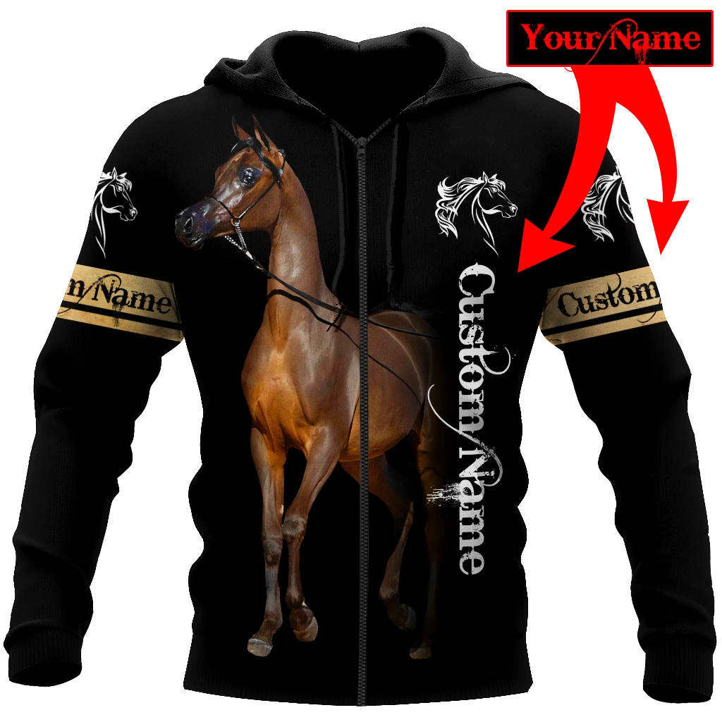 Awesome Hoodie 3D All Over Print Love Horse Custom Name - Hoodie, T-Shirt, Zip Hoodies, Sweatshirt ND498