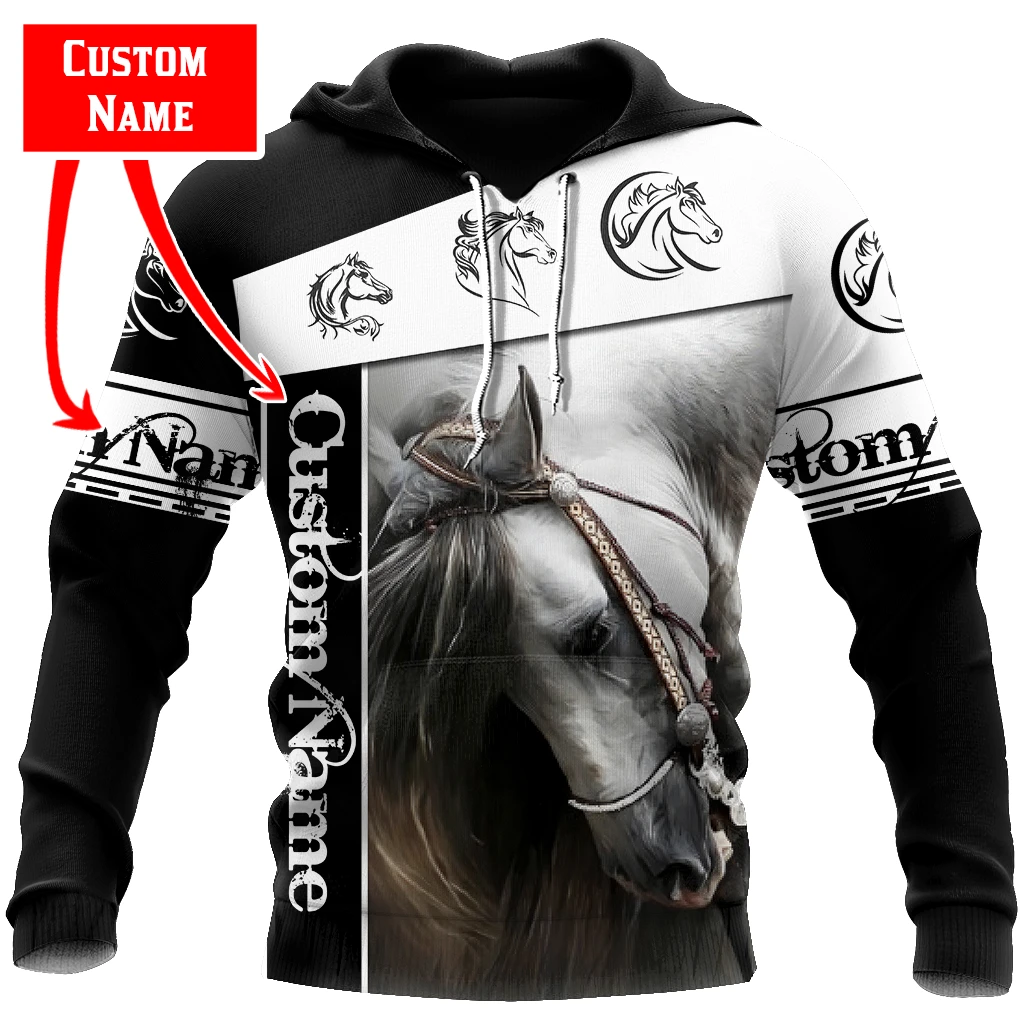 Awesome Hoodie 3D All Over Print Love Horse Custom Name - Hoodie, T-Shirt, Zip Hoodies, Sweatshirt ND499