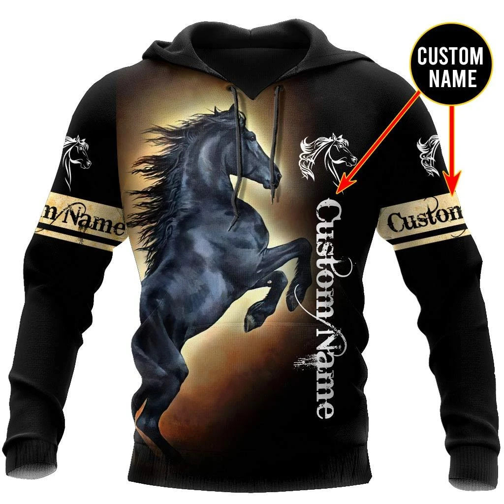 Awesome Hoodie 3D All Over Print Love Horse Custom Name - Hoodie, T-Shirt, Zip Hoodies, Sweatshirt ND500