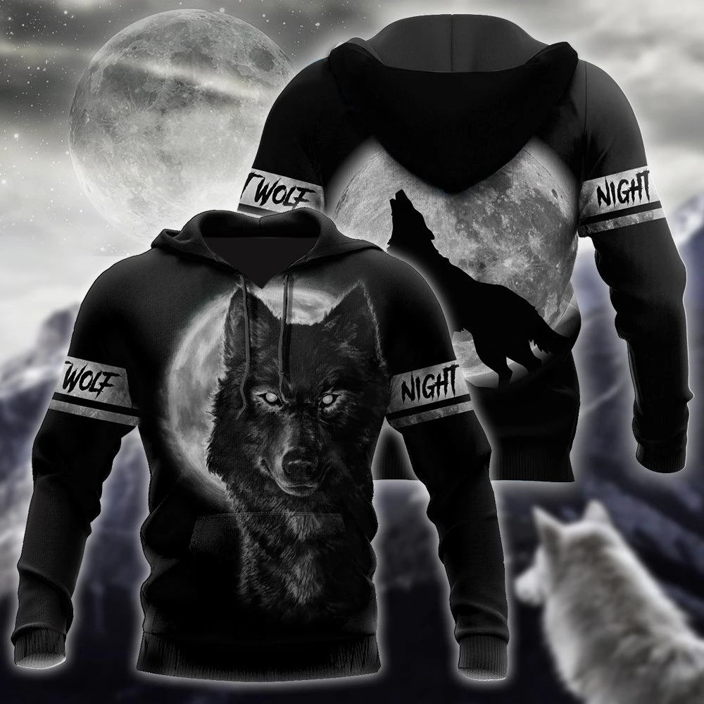 Awesome Hoodie 3D All Over Print Wolf in Moon - Hoodie, T-Shirt, Zip Hoodies, Sweatshirt ND501