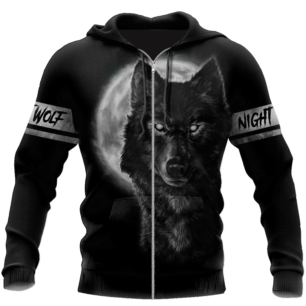Awesome Hoodie 3D All Over Print Wolf in Moon - Hoodie, T-Shirt, Zip Hoodies, Sweatshirt ND501