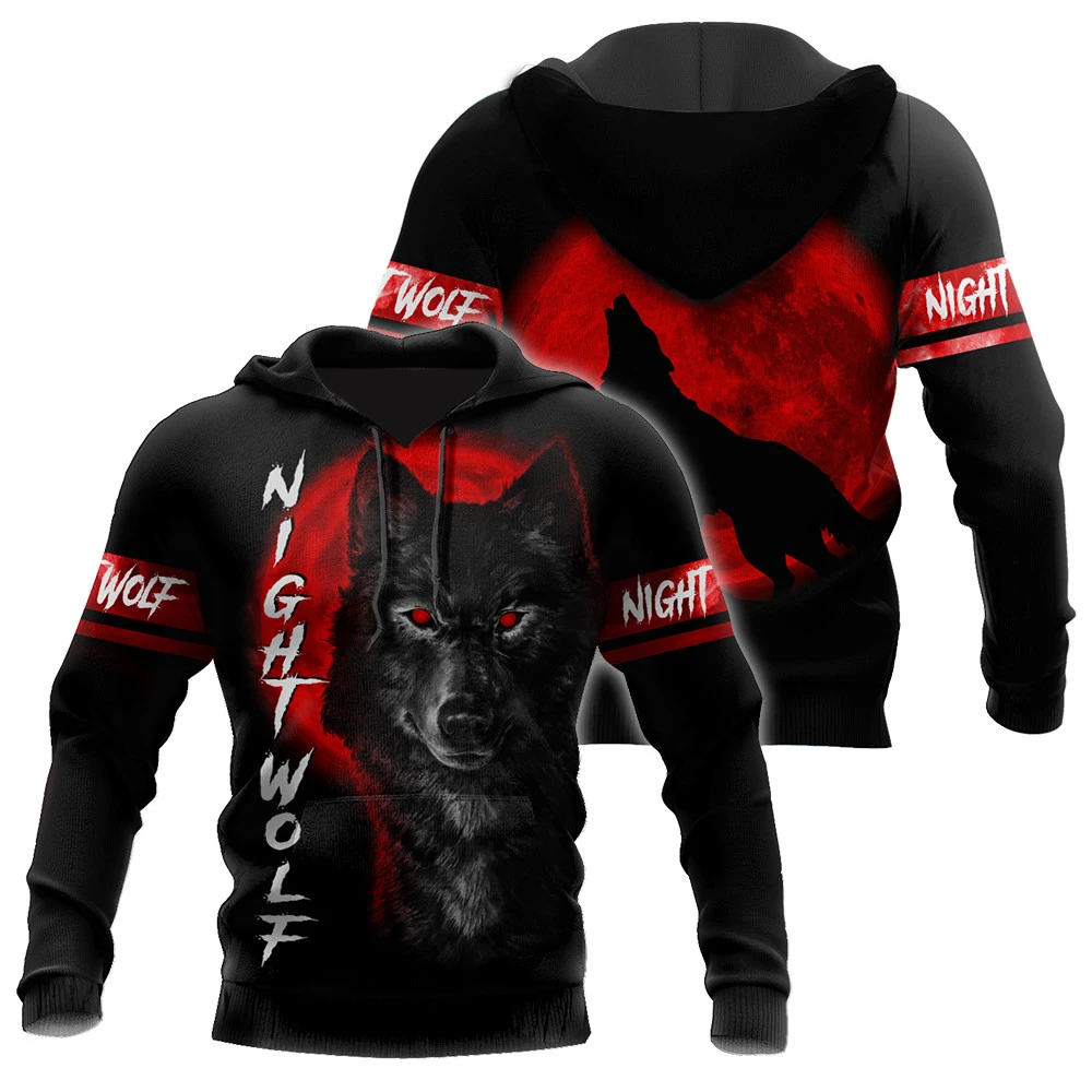 Awesome Hoodie 3D All Over Print Wolf in Blood Moon - Hoodie, T-Shirt, Zip Hoodies, Sweatshirt ND502