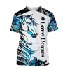 Awesome Hoodie 3D All Over Print Horse Camo Blue - Hoodie, T-Shirt, Zip Hoodies, Sweatshirt ND519
