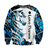Awesome Hoodie 3D All Over Print Horse Camo Blue - Hoodie, T-Shirt, Zip Hoodies, Sweatshirt ND519