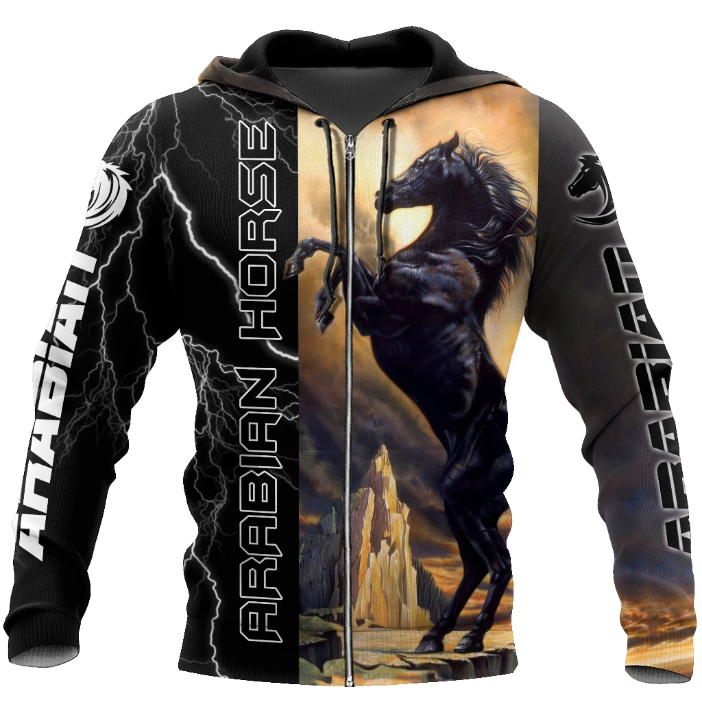 Awesome Hoodie 3D All Over Print Black Stallion Arabian Horse - Hoodie, T-Shirt, Zip Hoodies, Sweatshirt ND532