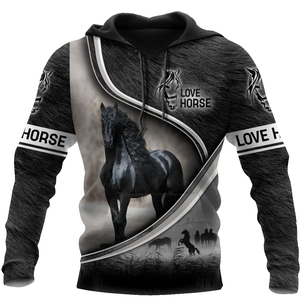Awesome Hoodie 3D All Over Print Black Horse - Hoodie, T-Shirt, Zip Hoodies, Sweatshirt ND533