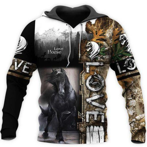 Awesome Hoodie 3D All Over Print Black Horse - Hoodie, T-Shirt, Zip Hoodies, Sweatshirt ND534