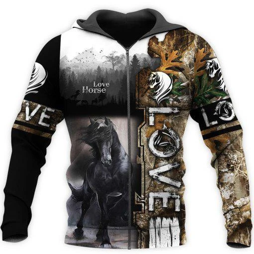 Awesome Hoodie 3D All Over Print Black Horse - Hoodie, T-Shirt, Zip Hoodies, Sweatshirt ND534