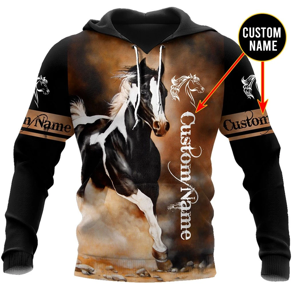 Awesome Hoodie 3D All Over Print Love Horse Custom Name  - Hoodie, T-Shirt, Zip Hoodies, Sweatshirt ND556