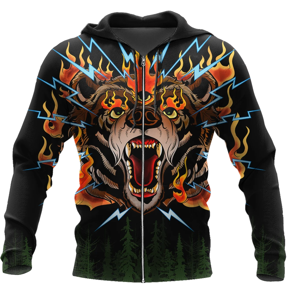 Awesome Hoodie 3D All Over Print Love Bear Tattoos - Hoodie, T-Shirt, Zip Hoodies, Sweatshirt ND598