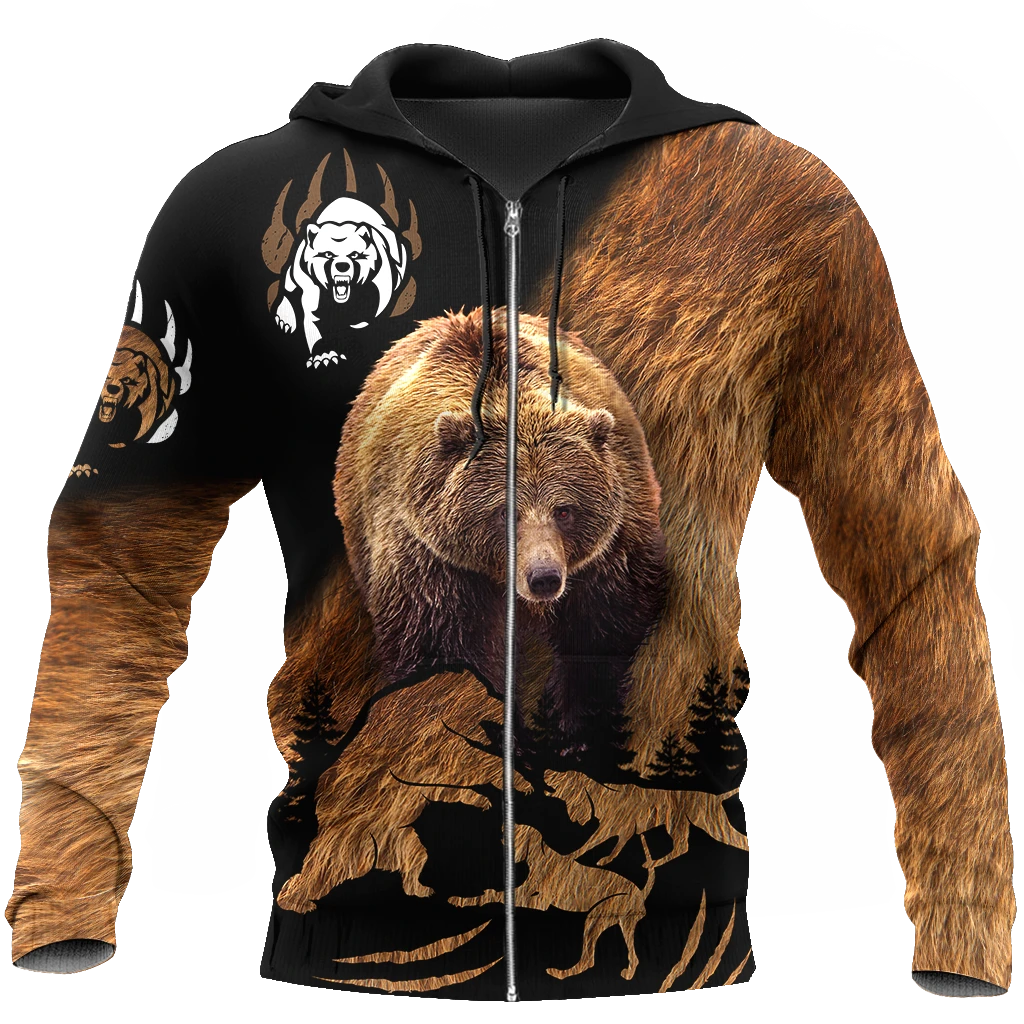 Awesome Hoodie 3D All Over Print Bear Hunter - Hoodie, T-Shirt, Zip Hoodies, Sweatshirt ND603